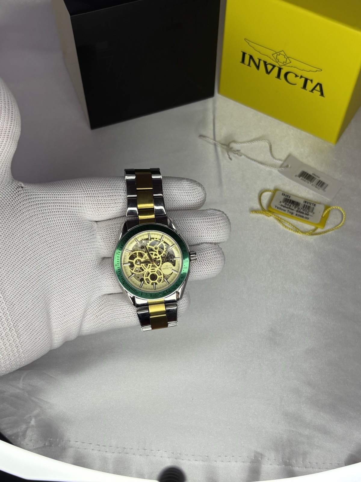 Invicta 45mm Automatic Skeleton Dial green bezel Two-Tone Men’s Watch 100m