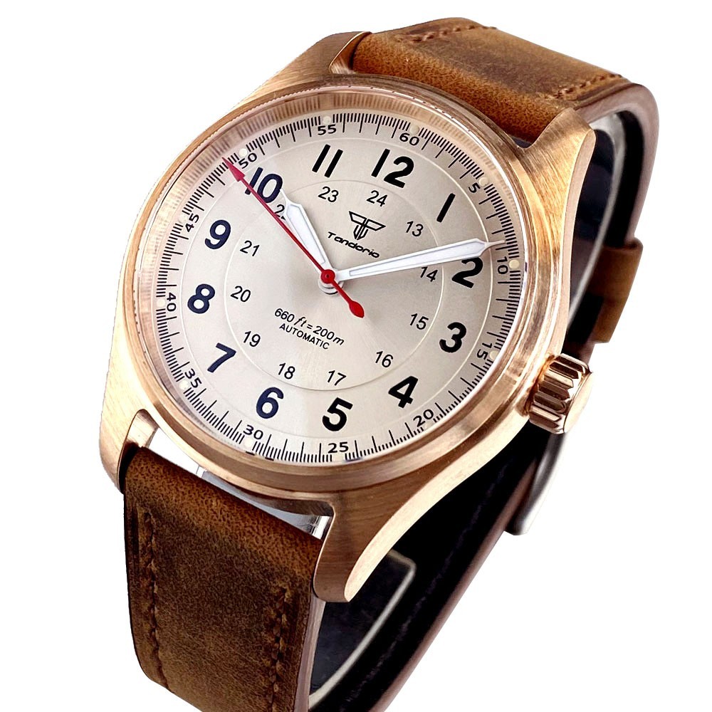 39mm Pilot Solid Cusn8 Bronze Sapphire 20ATM NH35 PT5000 Auto Movement Men Watch