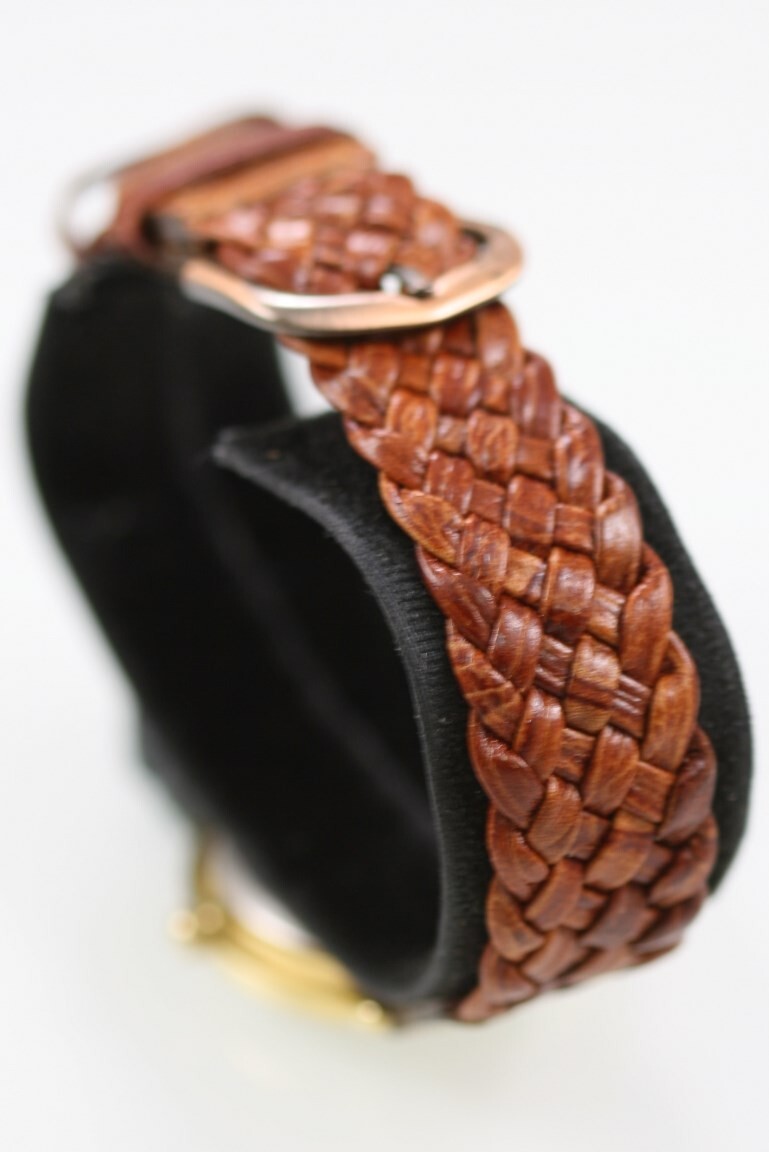 Folio Women Watch Stainless Steel Gold Water Resist Leather Brown Battery Quartz