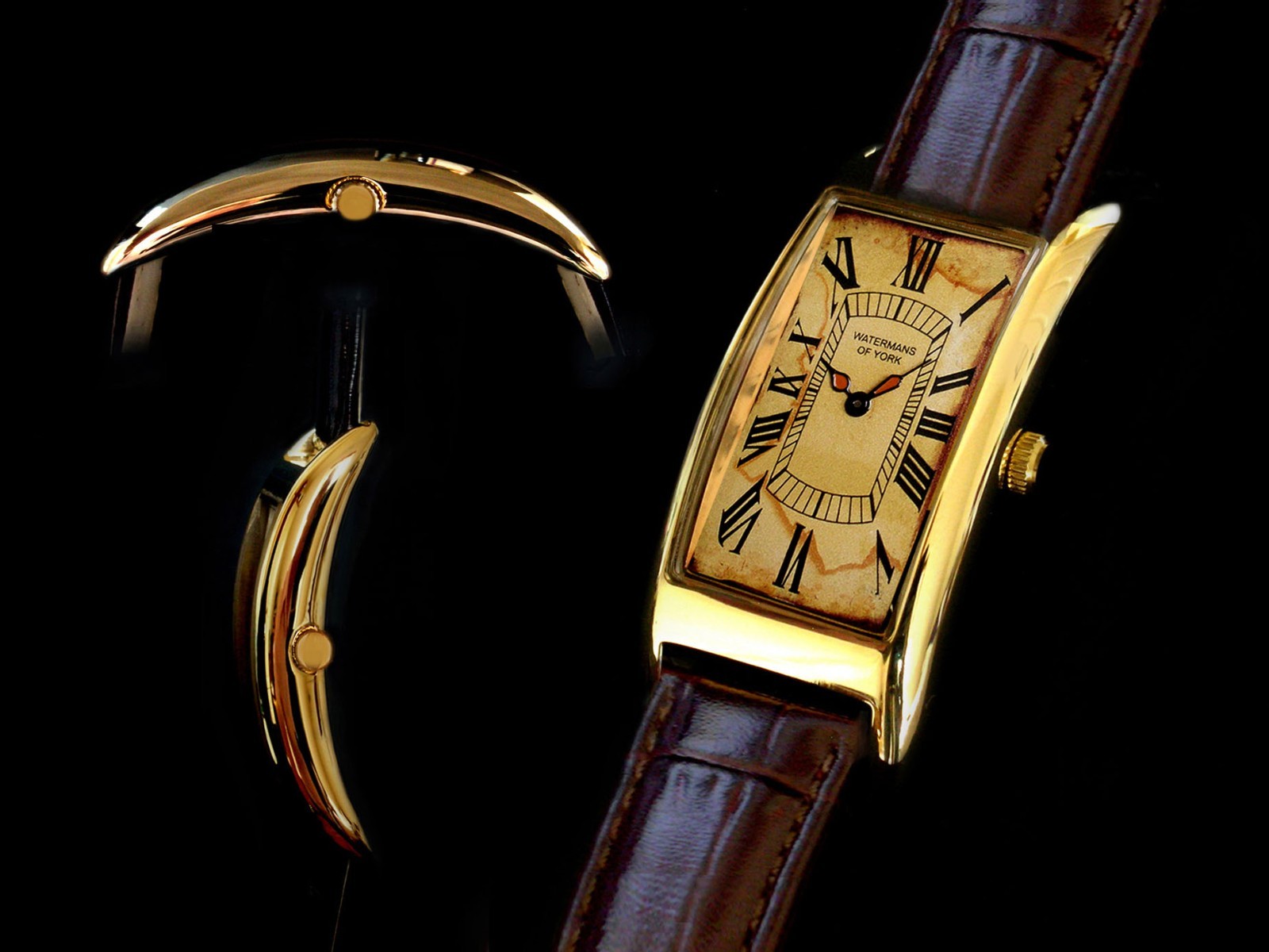 Slim line Curvex Quartz wrist watch Limited Edition of 2 pcs only Patina dial