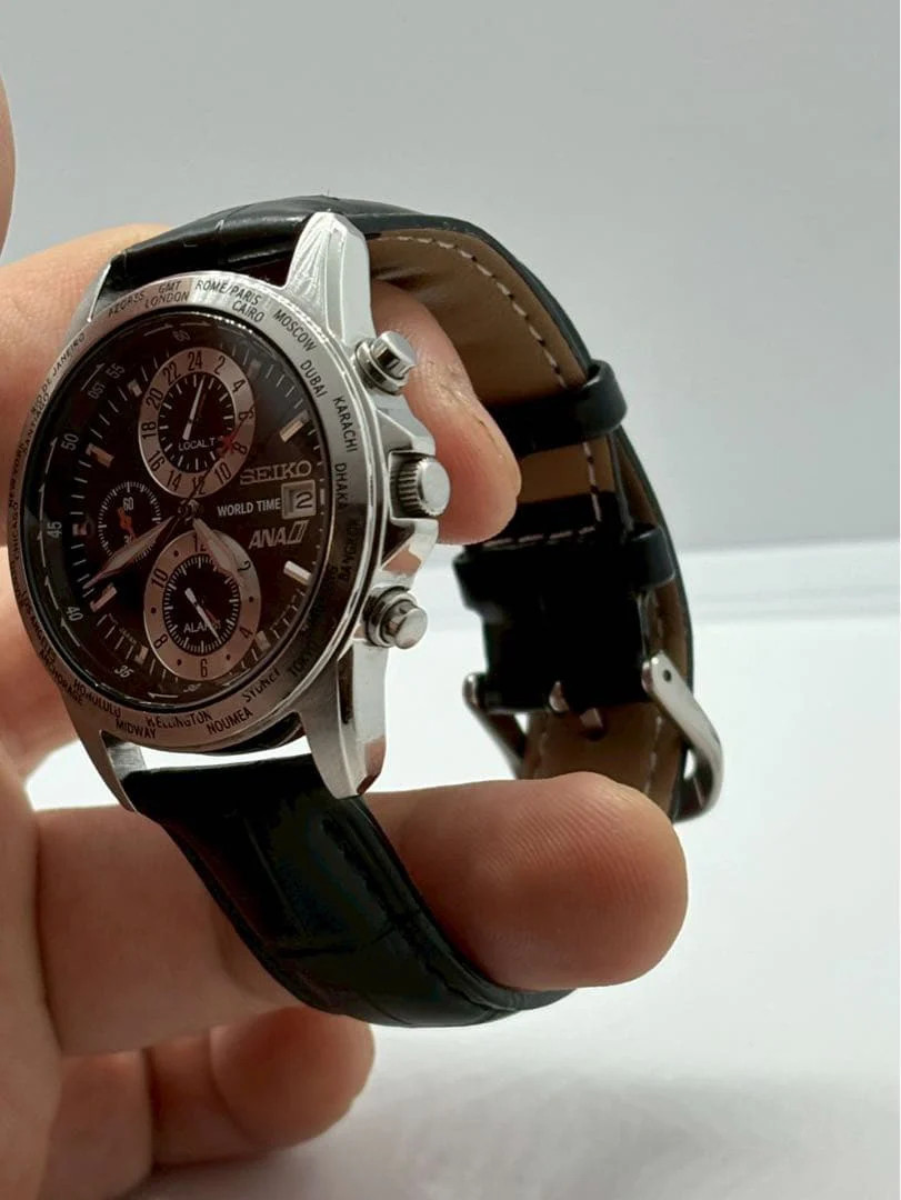Seiko Ana X World Time 5T82-0AH0 Mens Quartz Watch
