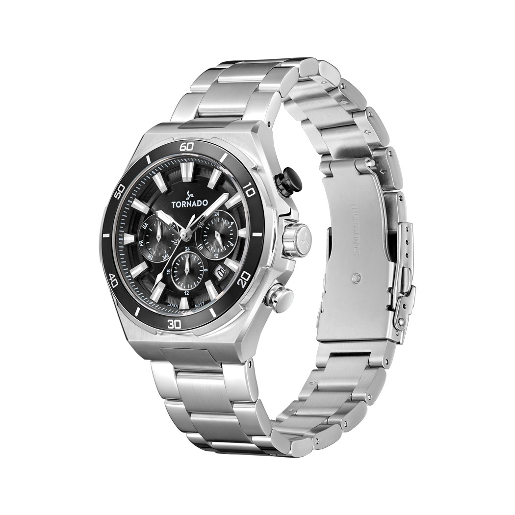 Tornado Strellar X Men’s Multi Function Watch | Black Dial, 45mm, 100 m (10 ATM)