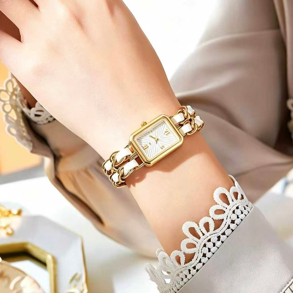 Vintage Square Quartz Watch Luxury Leather Strap Fashion Gift For Women US Stock