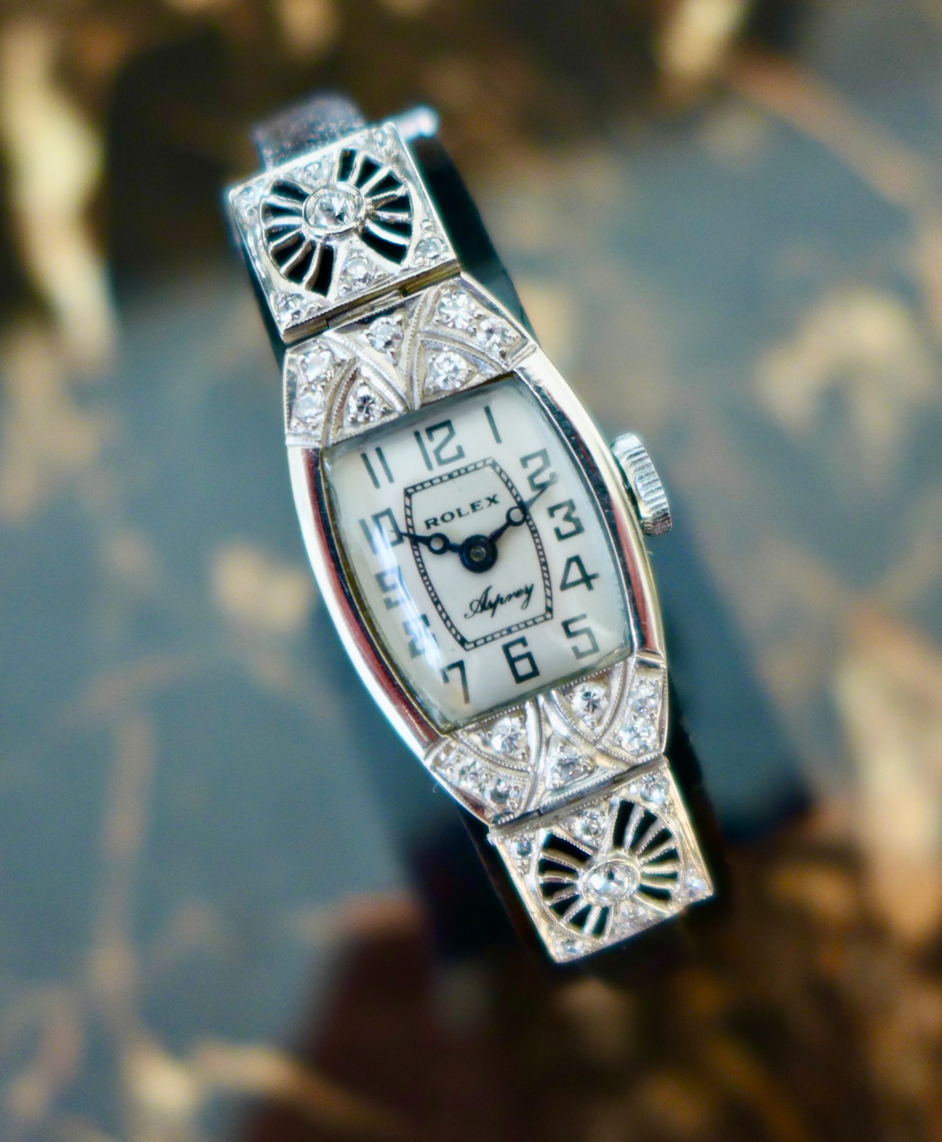 A BEAUTIFUL LADIES ROLEX ASPREY ANTIQUE 1920s ART-DECO WATCH 18k GOLD & DIAMONDS