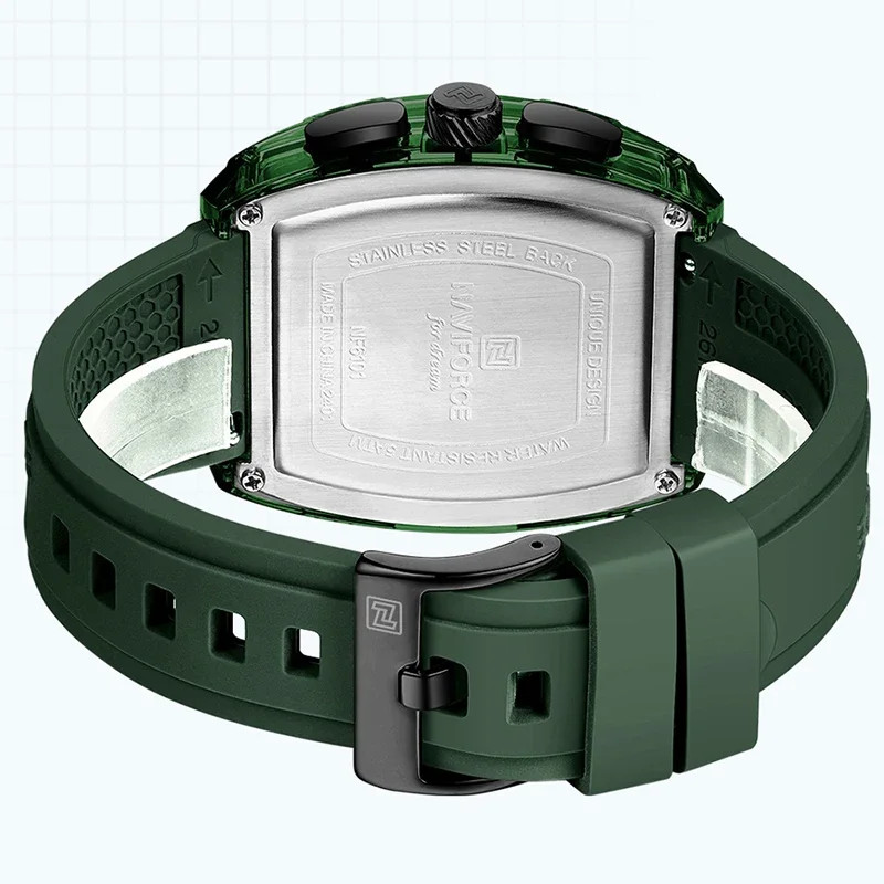NAVIFORCE Men’s Quartz Watch 50M Waterproof Luminous Date Silicone Strap 45mm