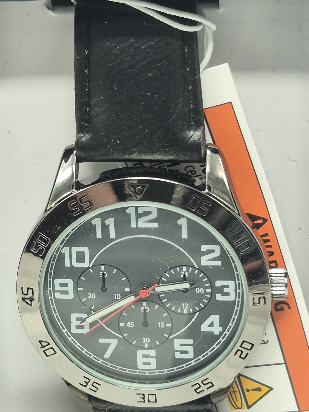 GEORGE Men’s Quartz Analog Watch 40-43.9mm Gray Dial Black Leather Strap Box