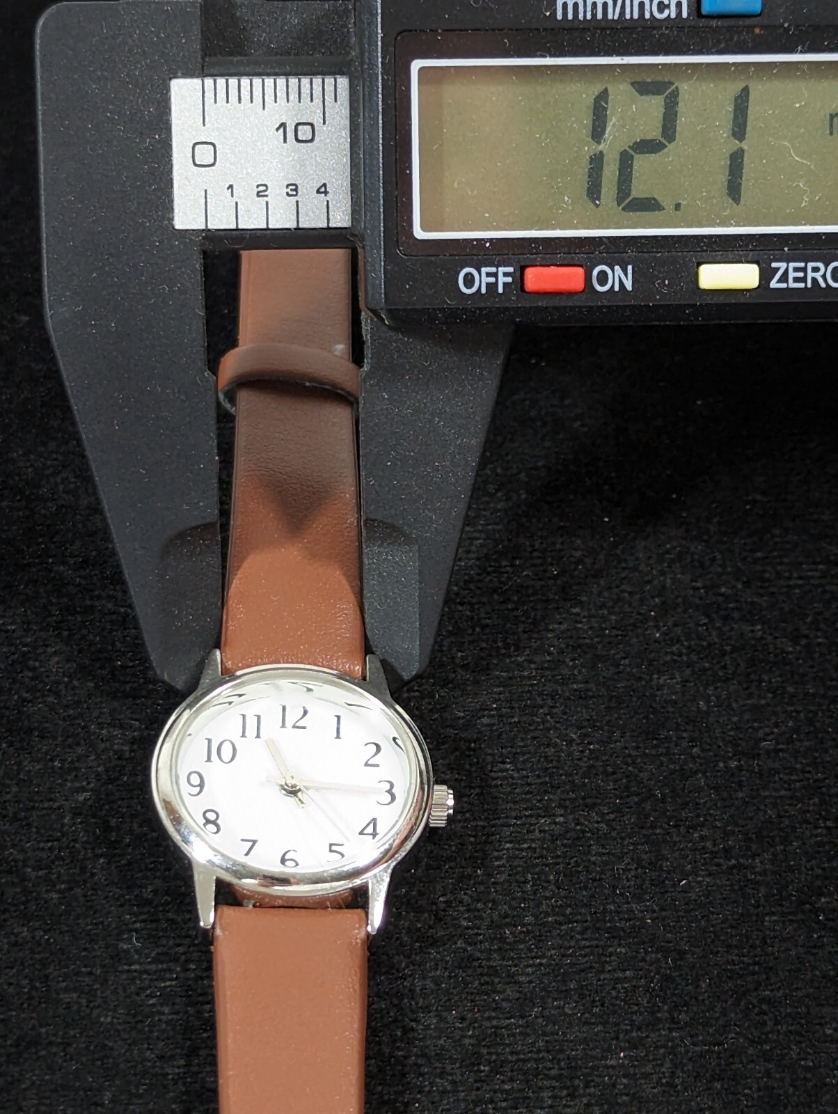 Womans White Dial Round Silver Tone Round Case Brown Faux Leather Band Watch