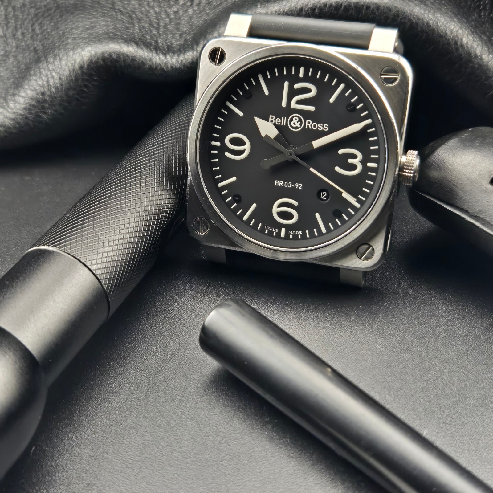 Bell & Ross BR03-92-S Aviation Military Date Men’s Watch Black Dial Case 42mm US