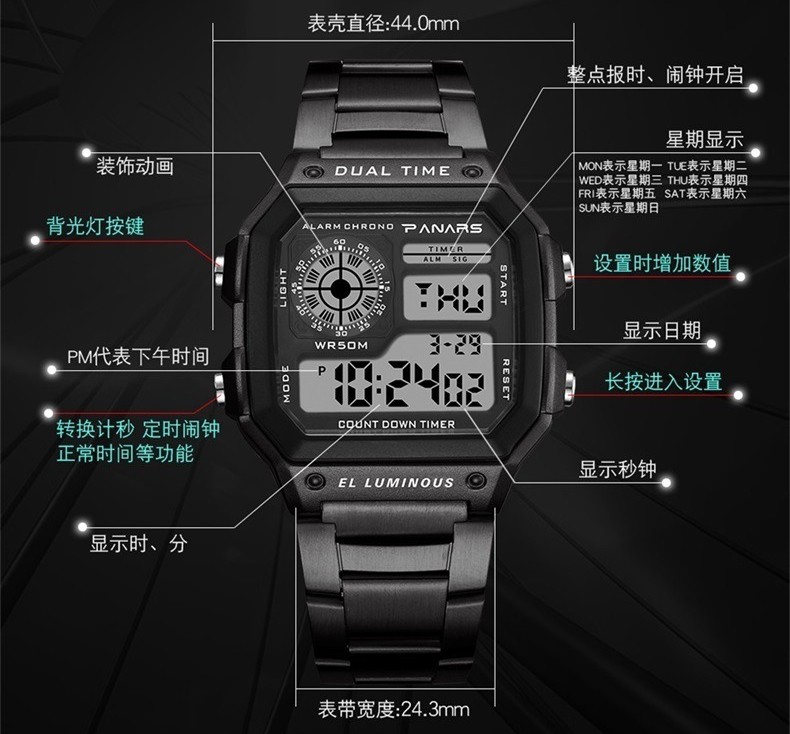 Luxury Military Men Watch Waterproof Luminous Date Chronograph Stainless Steel