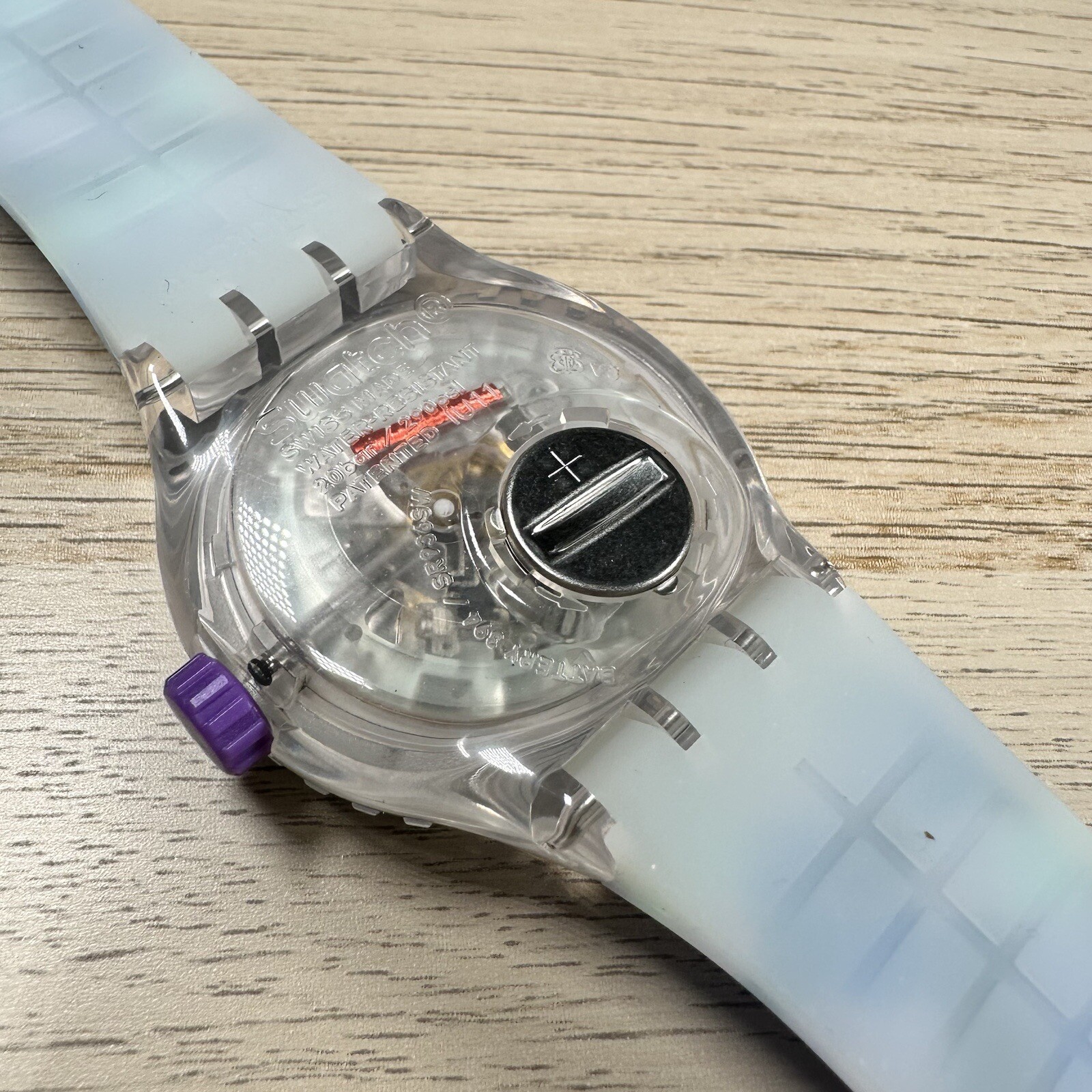 NEW✅ Swatch Watch Scuba PEDRINHA AZUL SUUK110 Skeleton Blue And Purple Watch