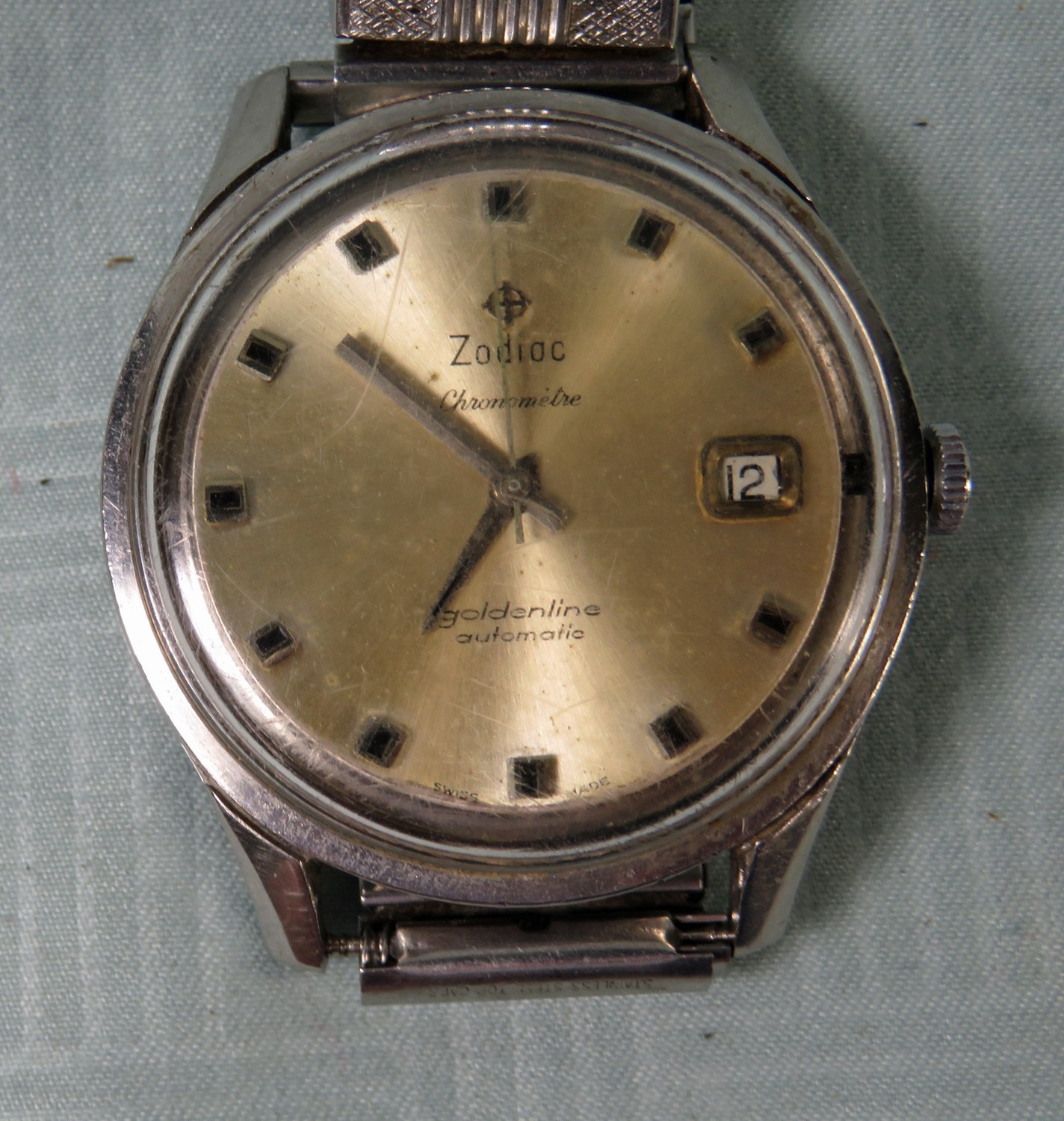 Vtg Zodiac Goldenline Automatic Men’s Watch Running