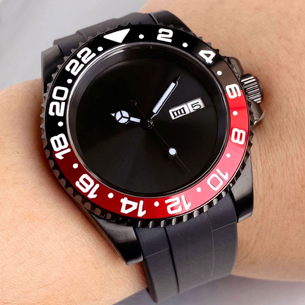 Sterile NH36A Diver Automatic Men Watch 40mm Black PVD 200m Waterproof Sapphire