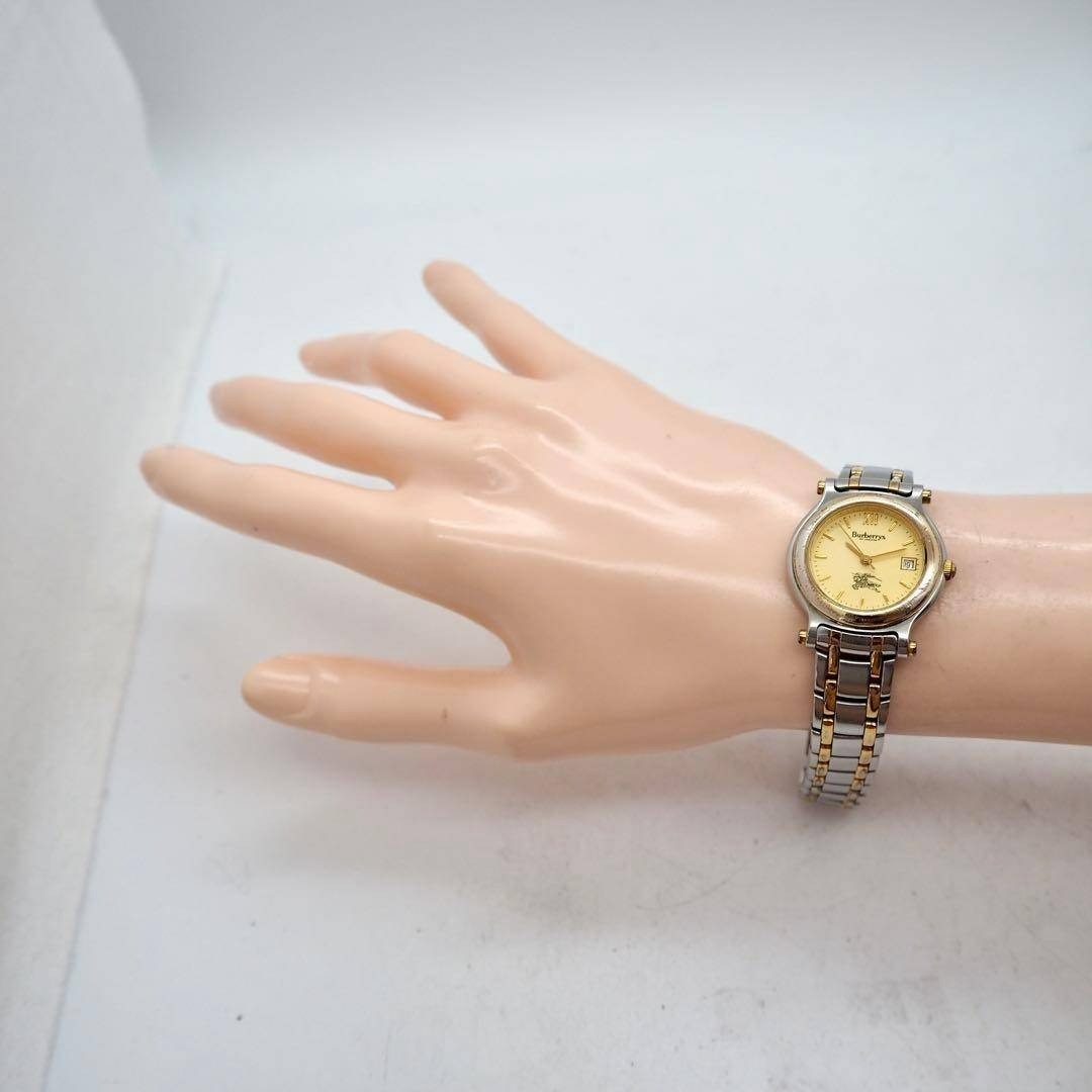 94 Working BURBERRY Watch Women’s Date Gold Silver Combo