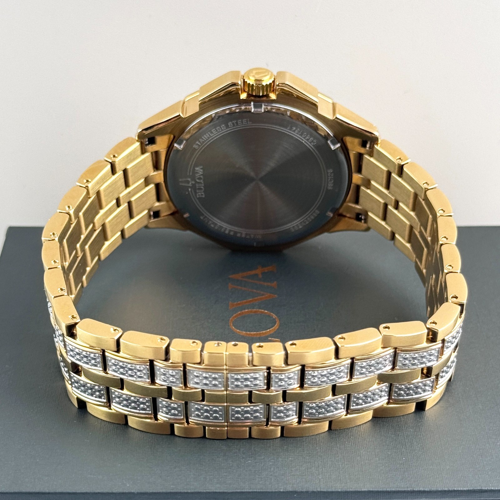 Bulova Octava Gold-Tone Crystal 41.5MM Quartz Stainless Steel Men’s Watch 98C126