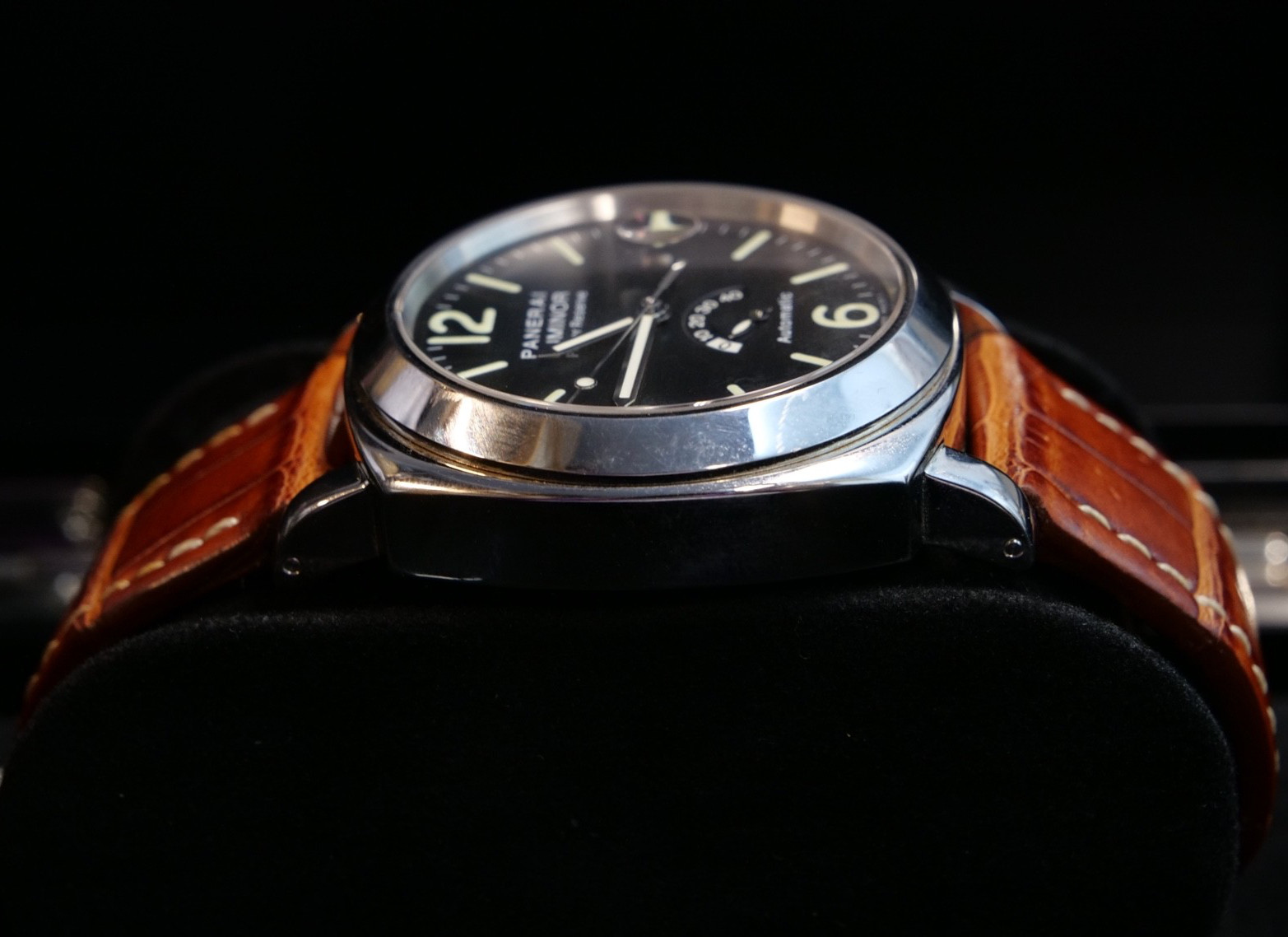 Panerai Luminor Power Reserve Automatic Mens Watch Brown Leather Band