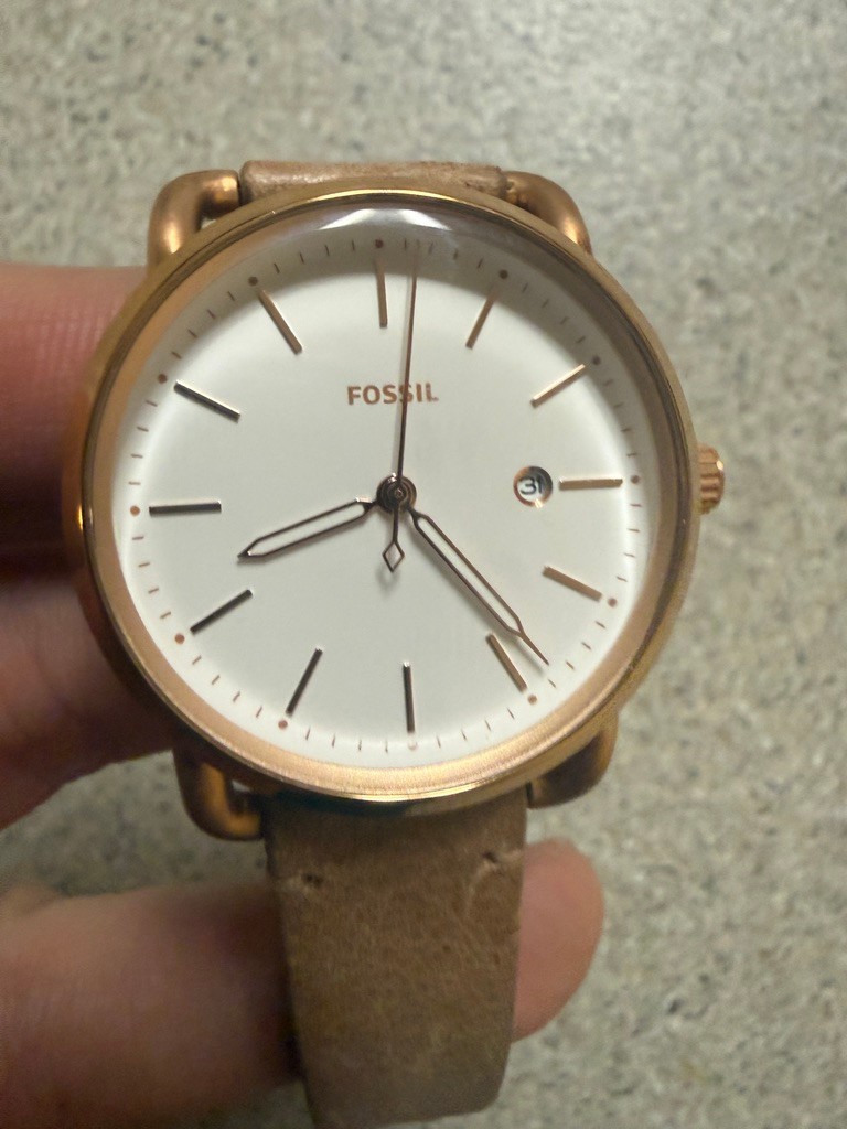 FOSSIL ES4335 The Commuter White Dial Ladies Sand Leather Watch.