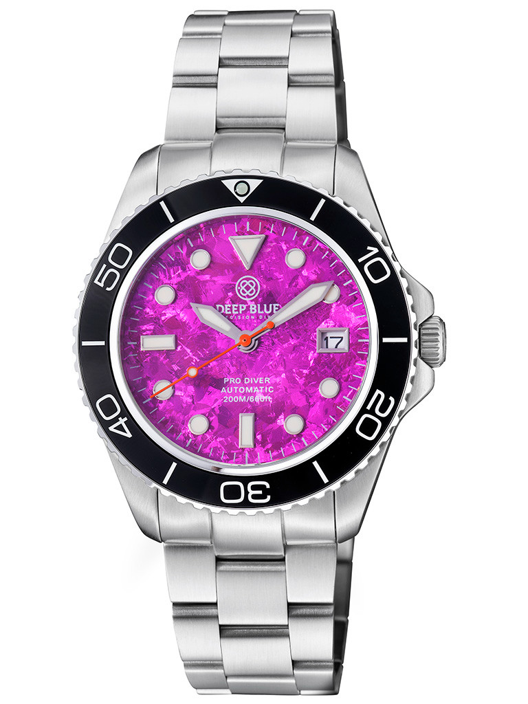 DEEP BLUE PRO DIVER 200 RED PURPLE TITANIUM CRYSTAL DIAL 42.5MM AUTOMATIC WATCH