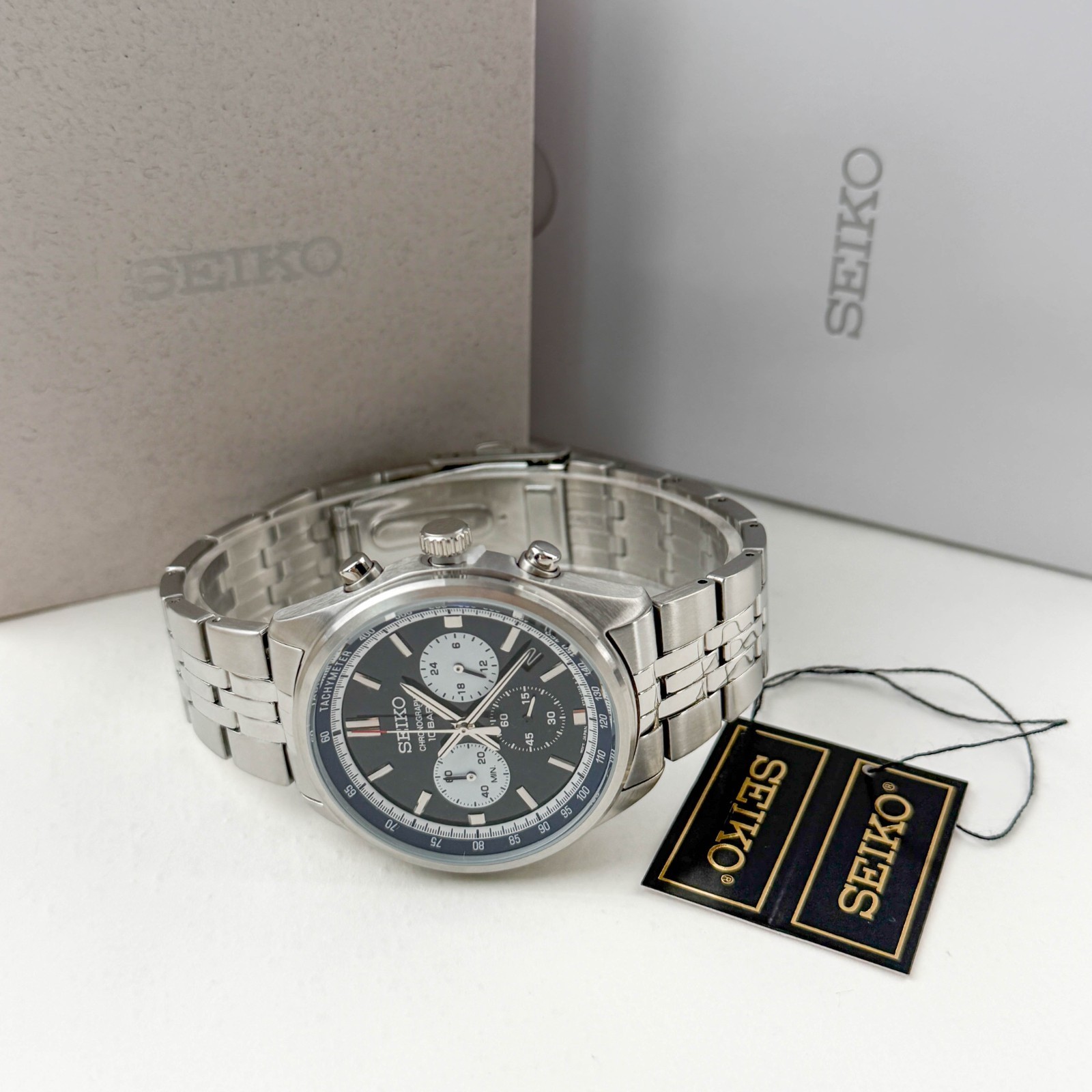 Men’s Seiko Essentials SSB427 Chronograph Blue Dial 41.5mm Steel Quartz Watch