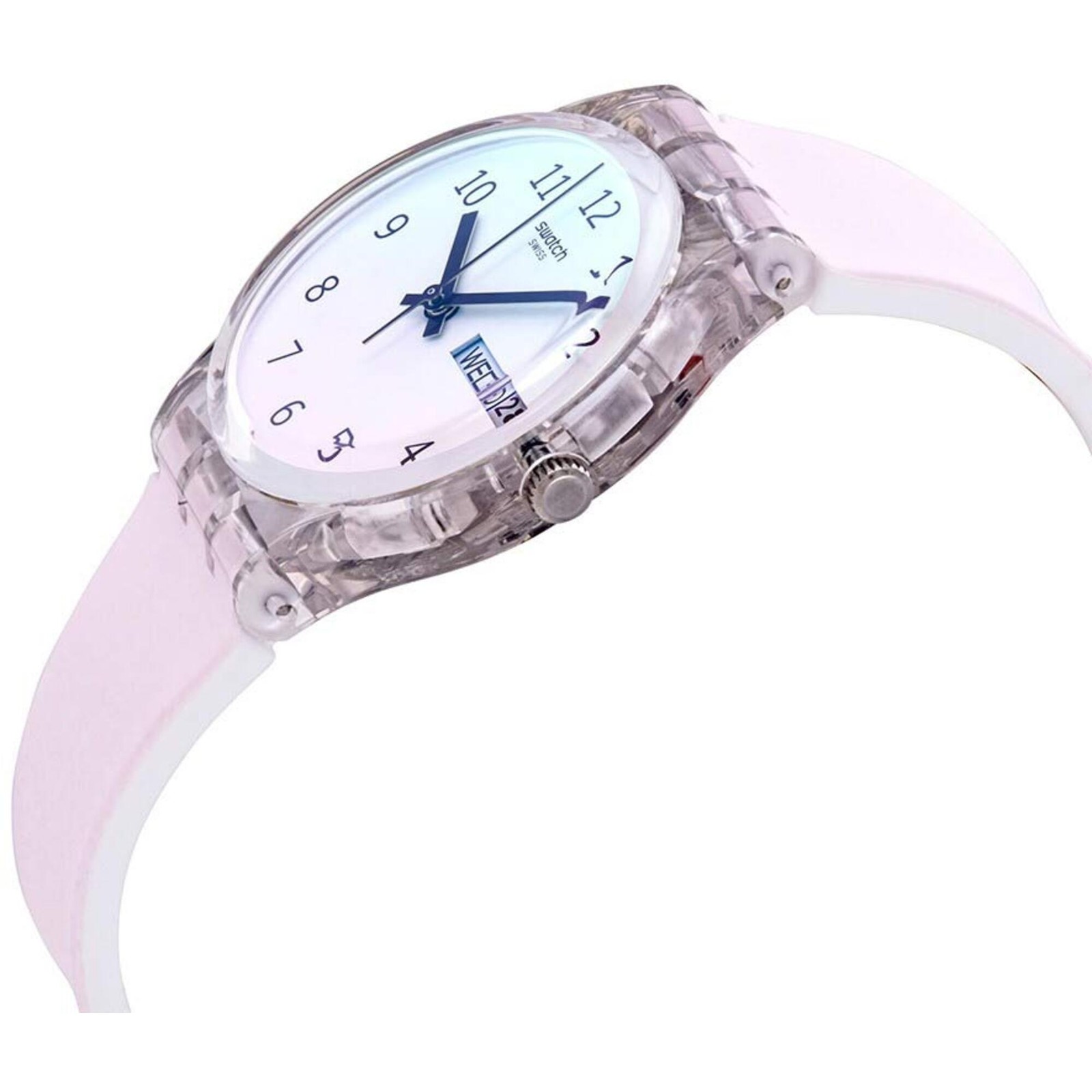 Swatch Women’s Watch Transformation Ultrarose White Dial Silicone Strap GE714