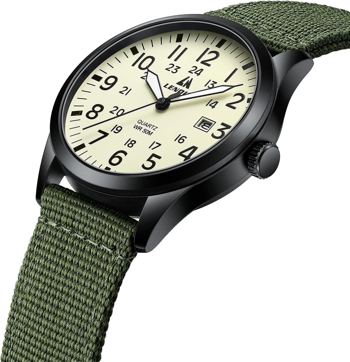 LN LENQIN Men’s Military Tactical Watch Analog Quartz Luminous Nylon Strap Water