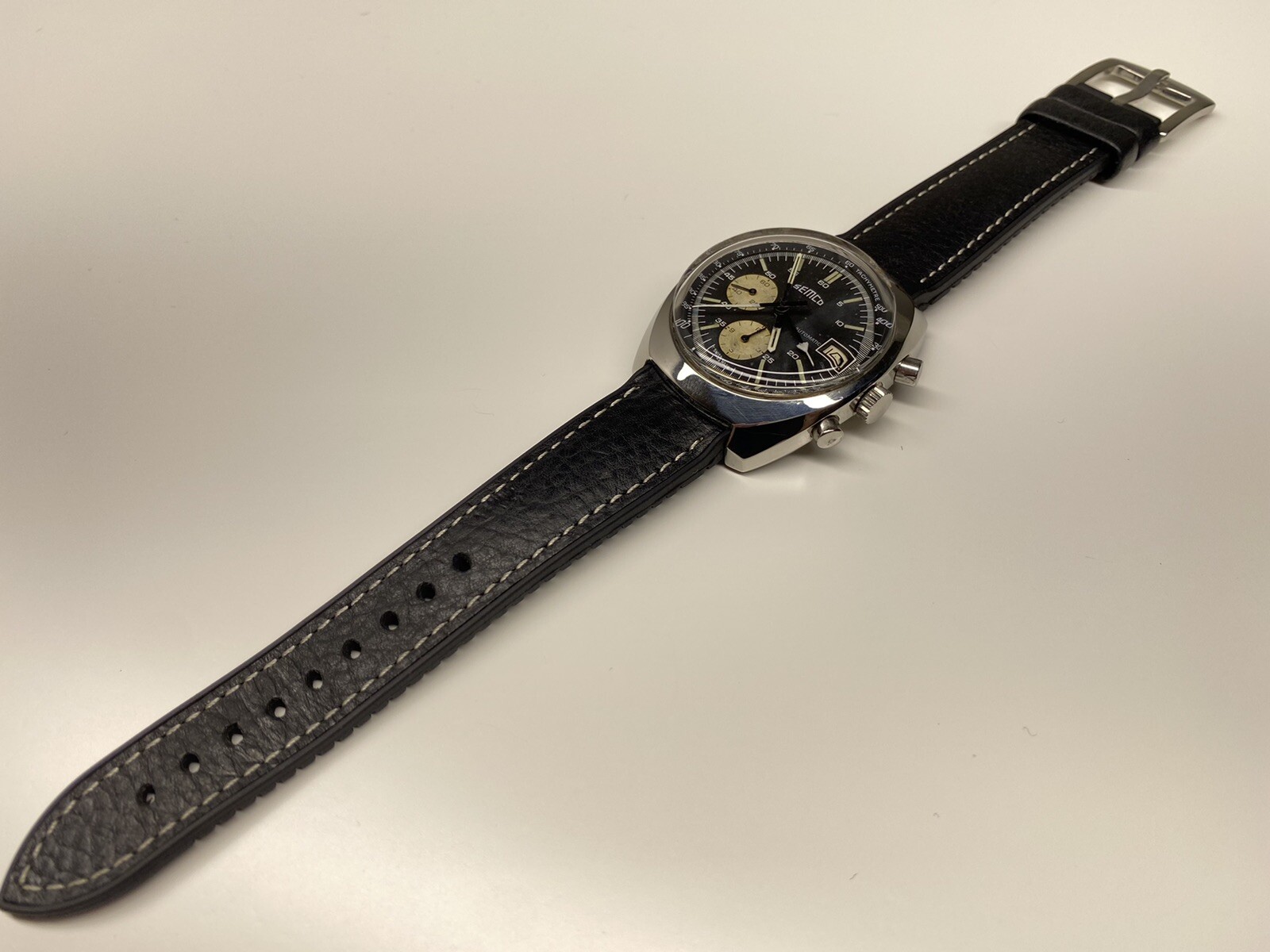 rare vintage lemania semco chronograph automatic date swiss made wristwatch
