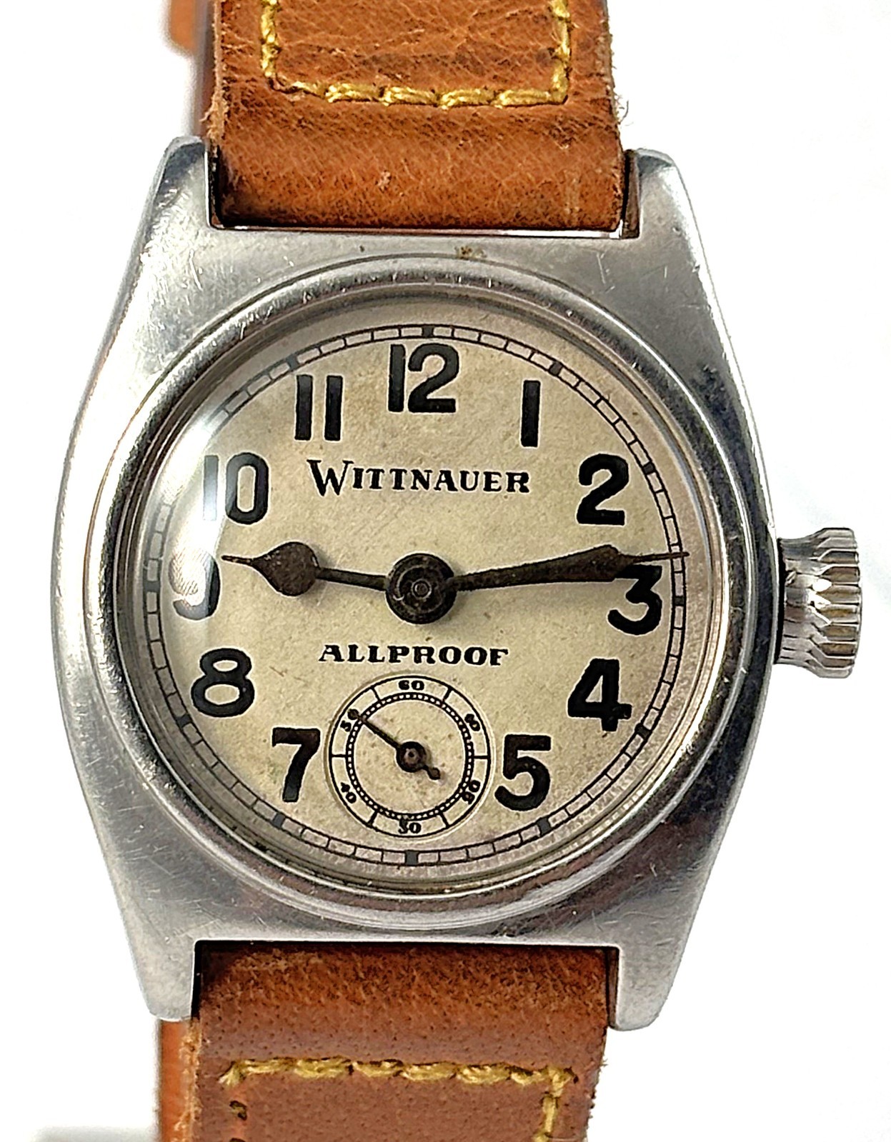 Vintage Wittnauer Allproof Contracid Stainless Steel Mens Watch Cal.56 7J 1940