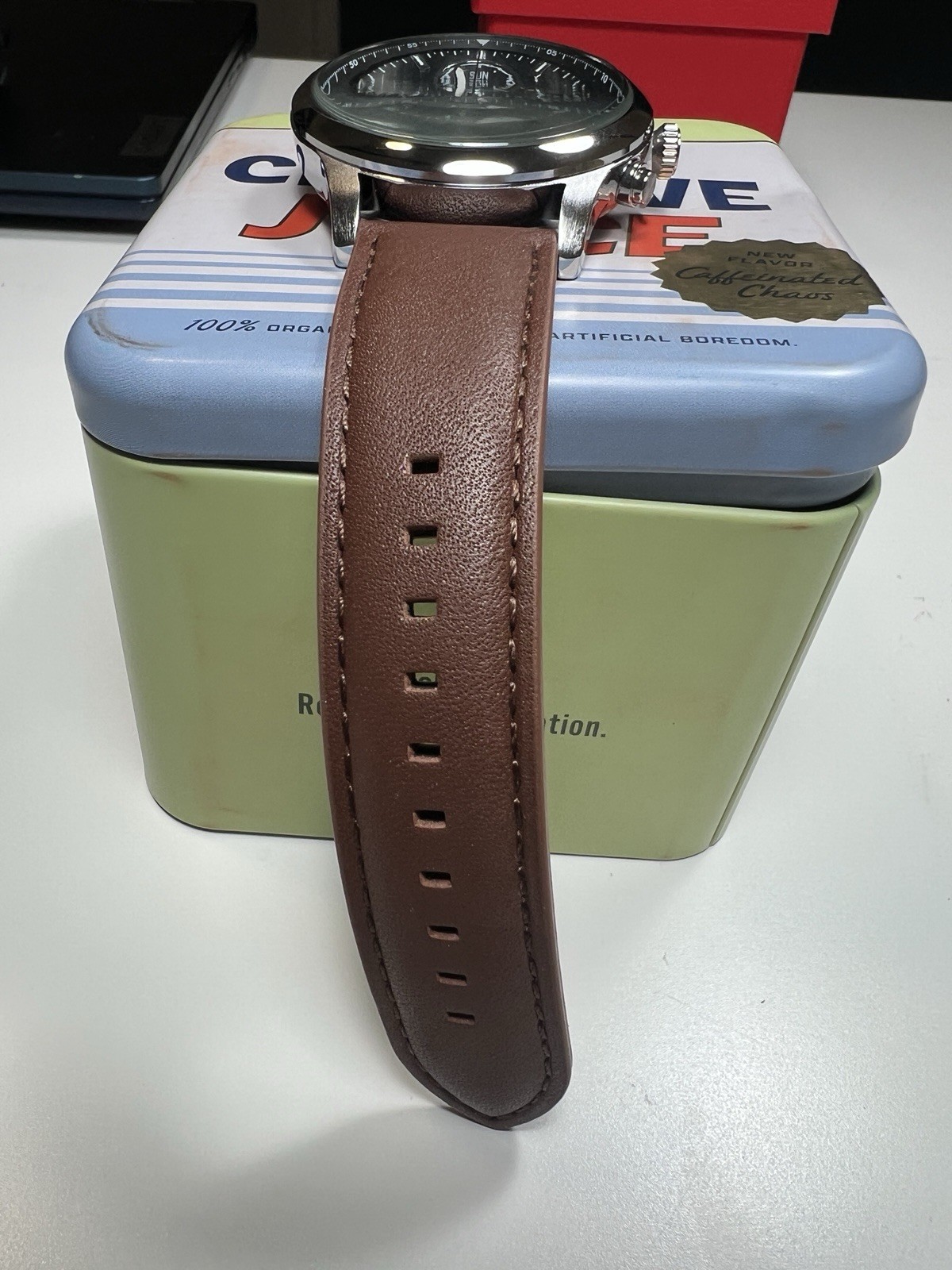 Fossil Bennett Men’s 45mm Multifunction Watch Black Dial Brown Leather BQM7091