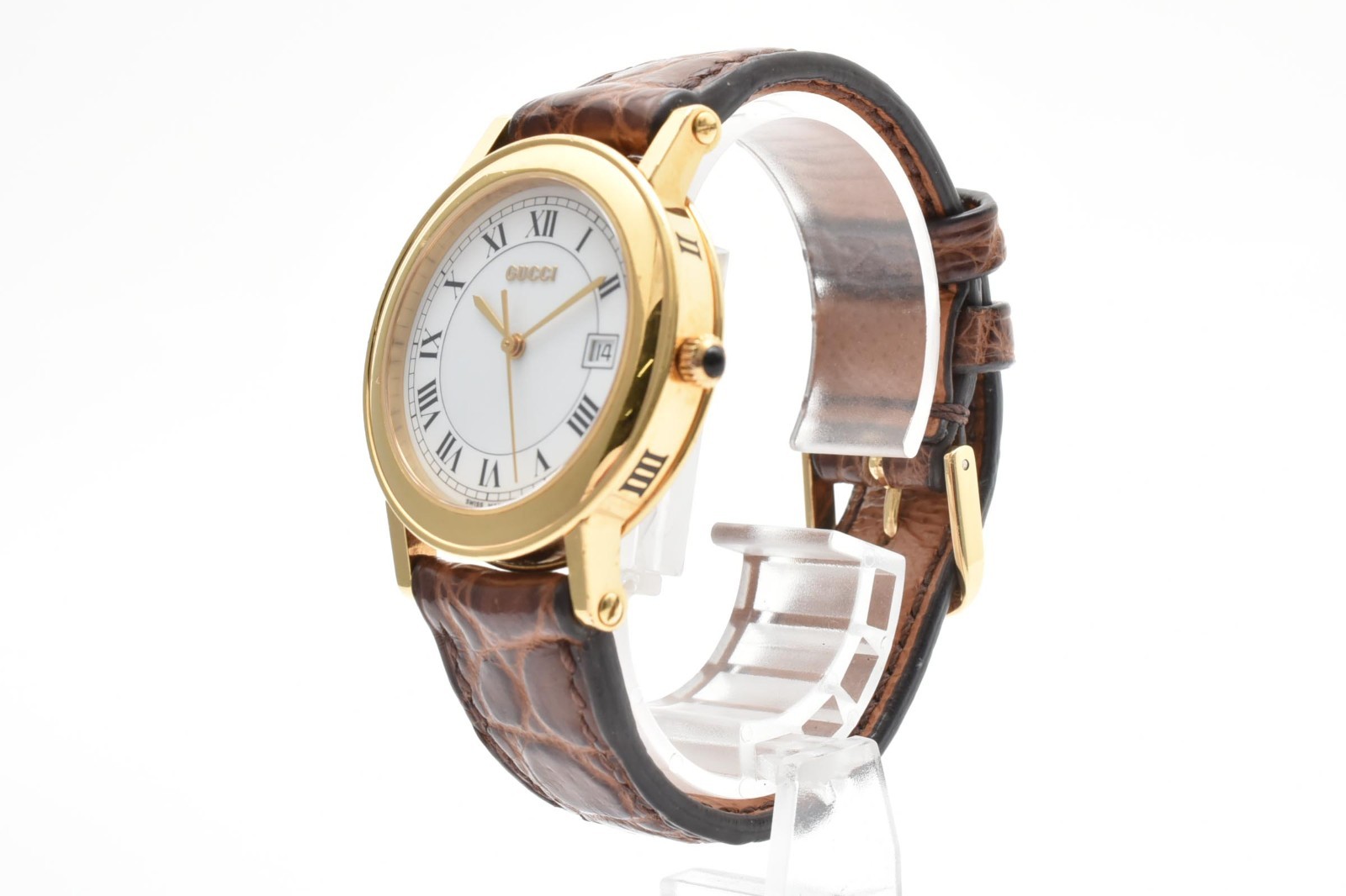 [Near MINT] Vintage Gucci 7200M White Roman Dial Date Quartz Men’s Watch JAPAN