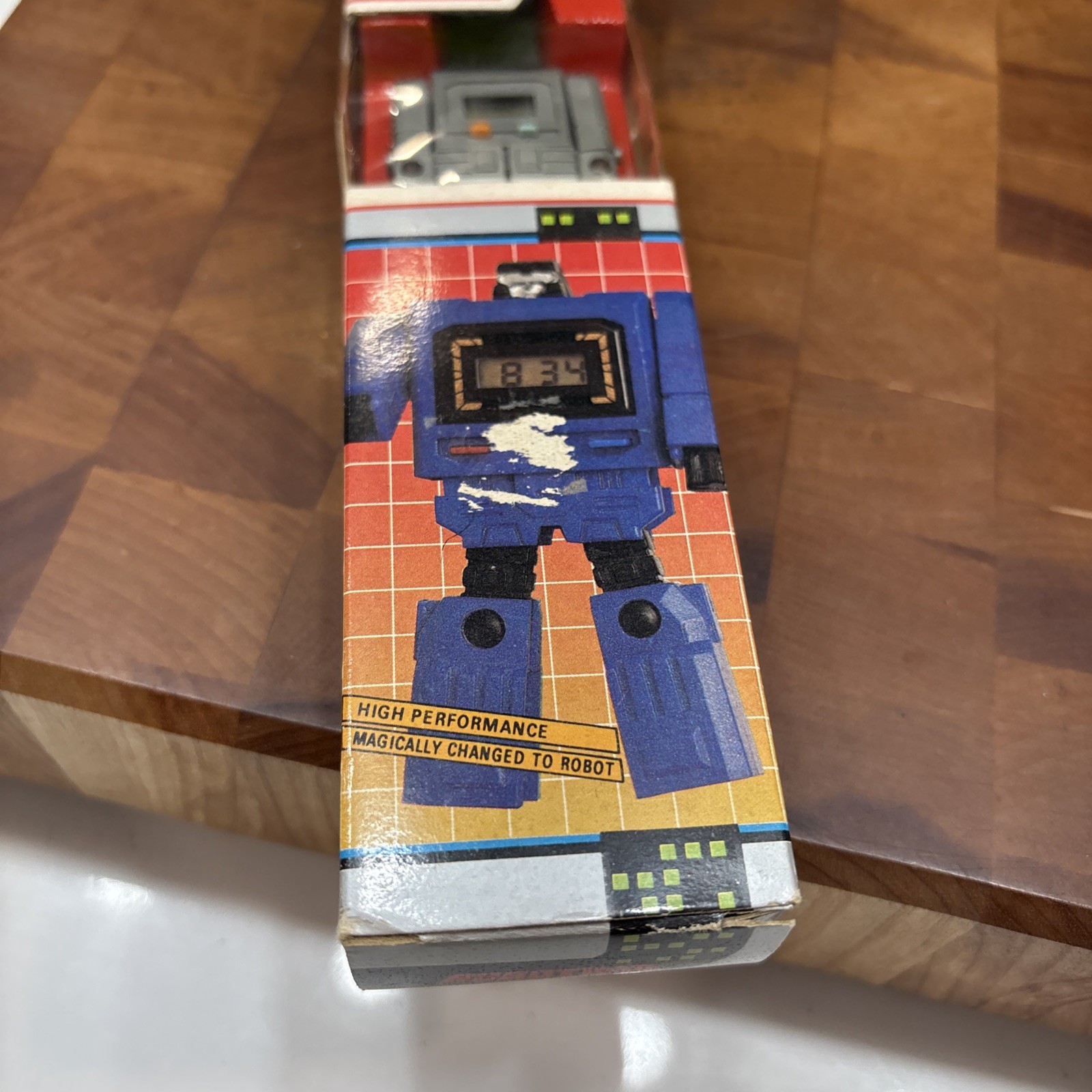 1980s Quartz Robotime Watch Gray Robot Black Band Original Packaging
