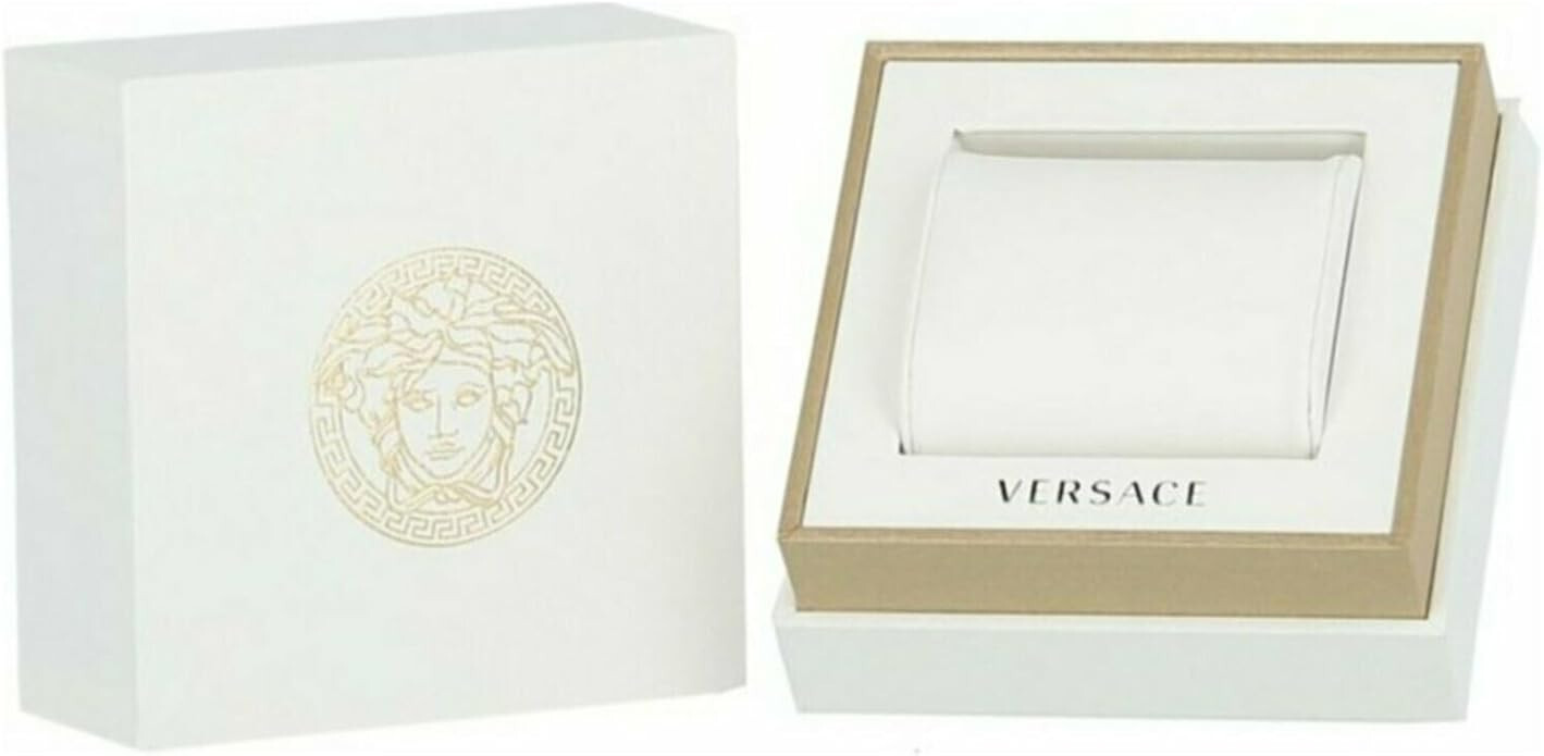 Versace Mens V-Chrono Watch Classic 45mm Strap Watch Blue Guilloche Dial Swiss