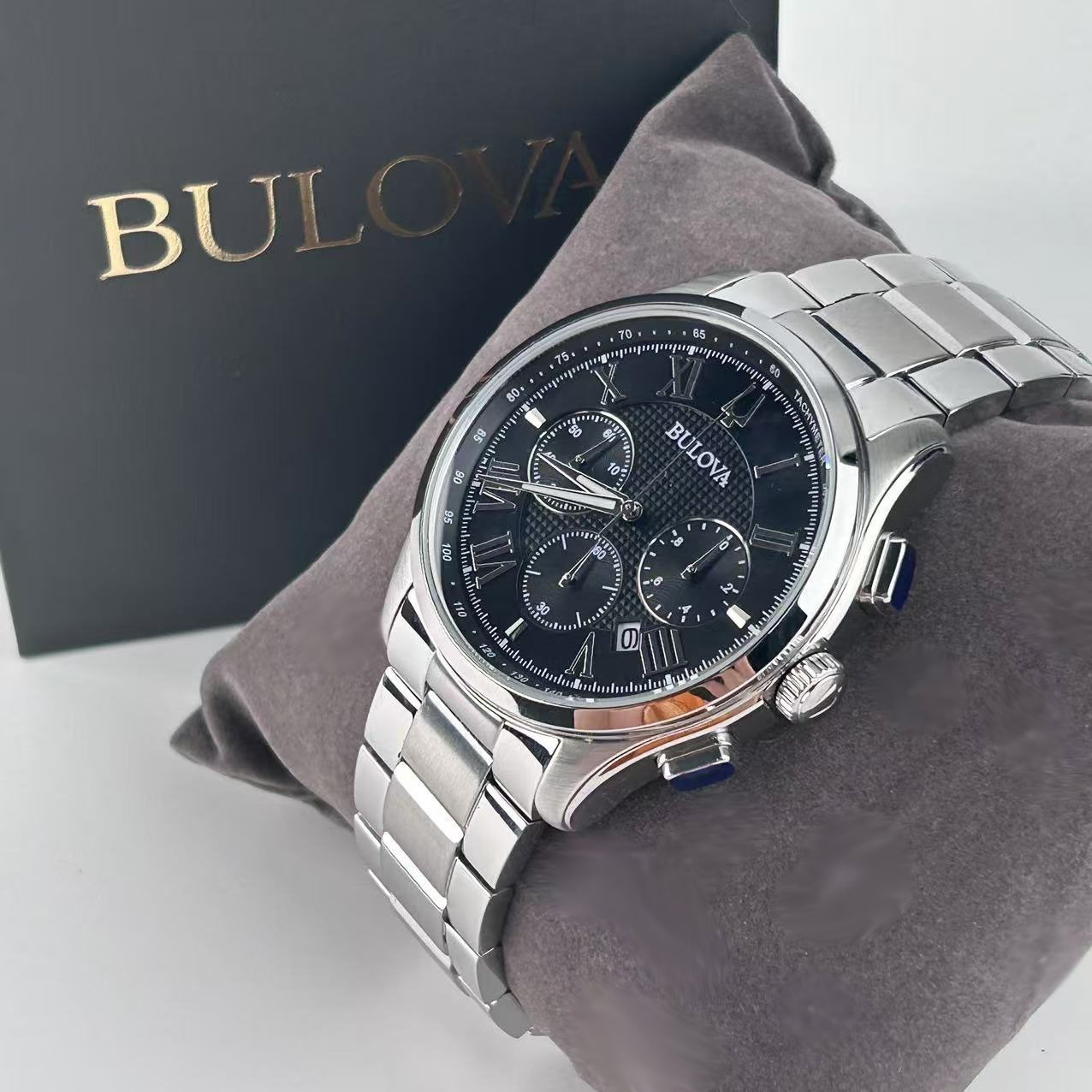 Bulova Wilton 96B288 Men’s Quartz Chronograph Watch Black Dial Men’s Watch 46mm