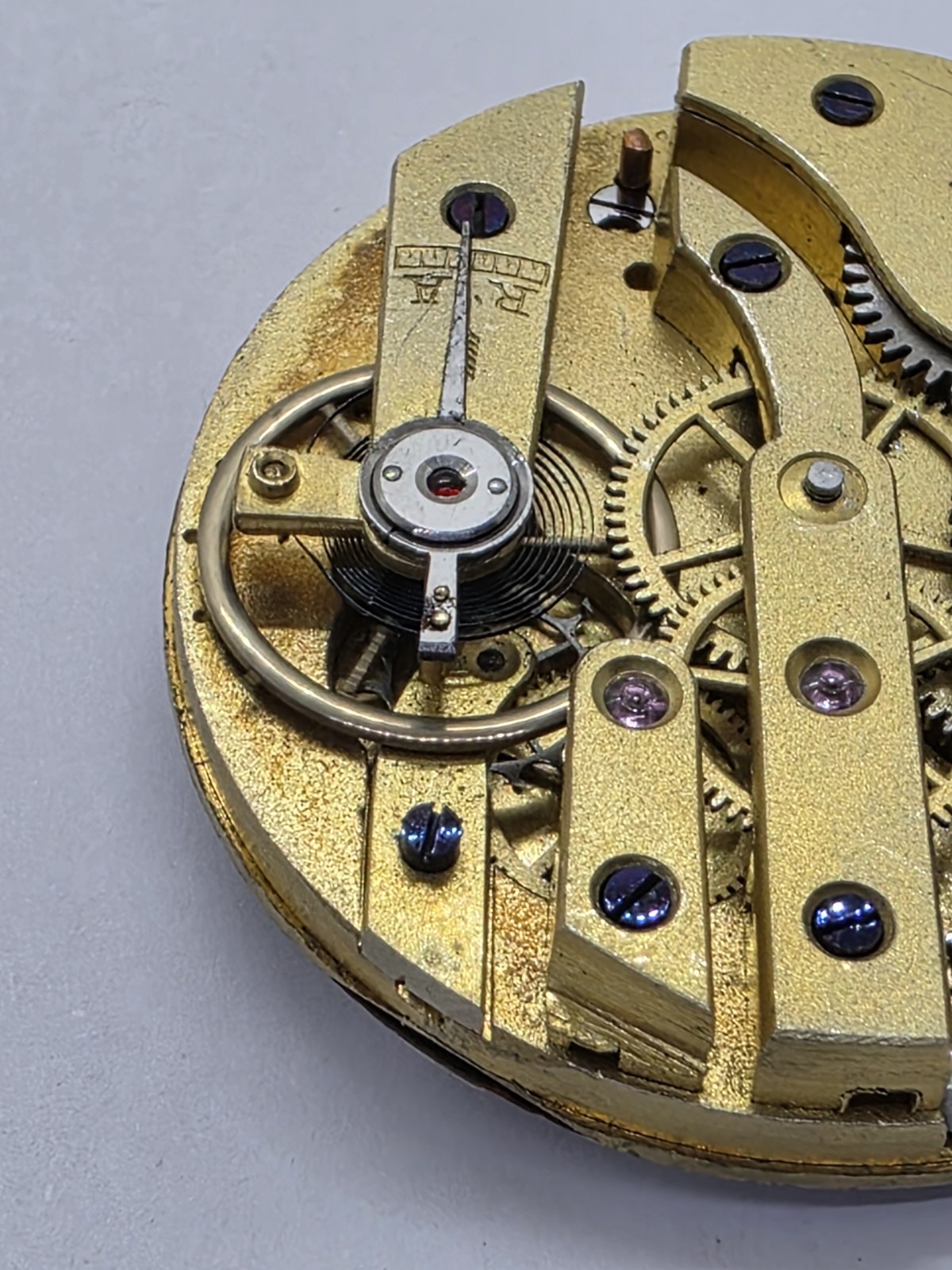 Vintage Pocket Watch Movement Cylinder Sub Second Hands Good Balance Main Spring