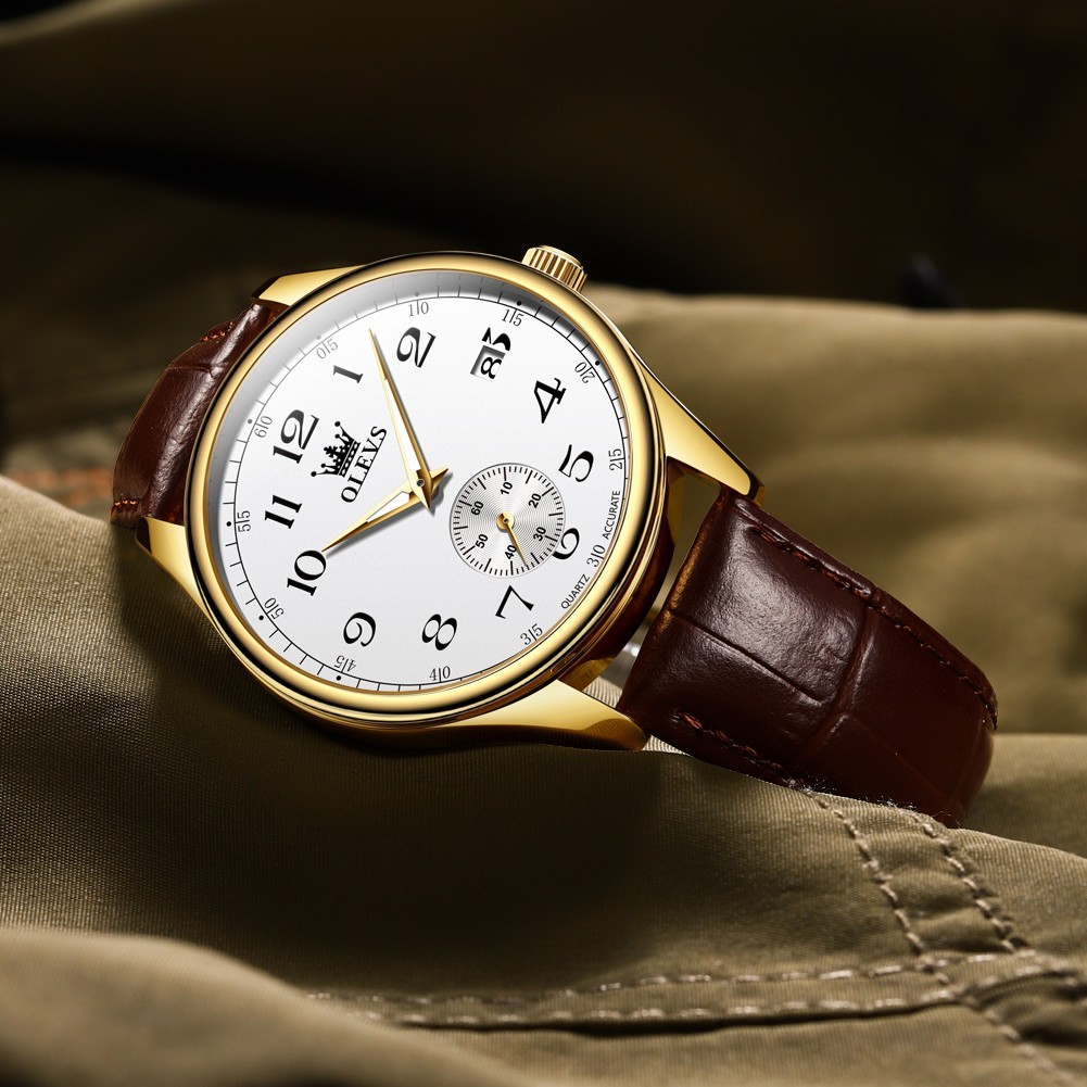 OLEVS Japan Movement Luxury Classics Man Gift Leather Quartz Wristwatch 3622