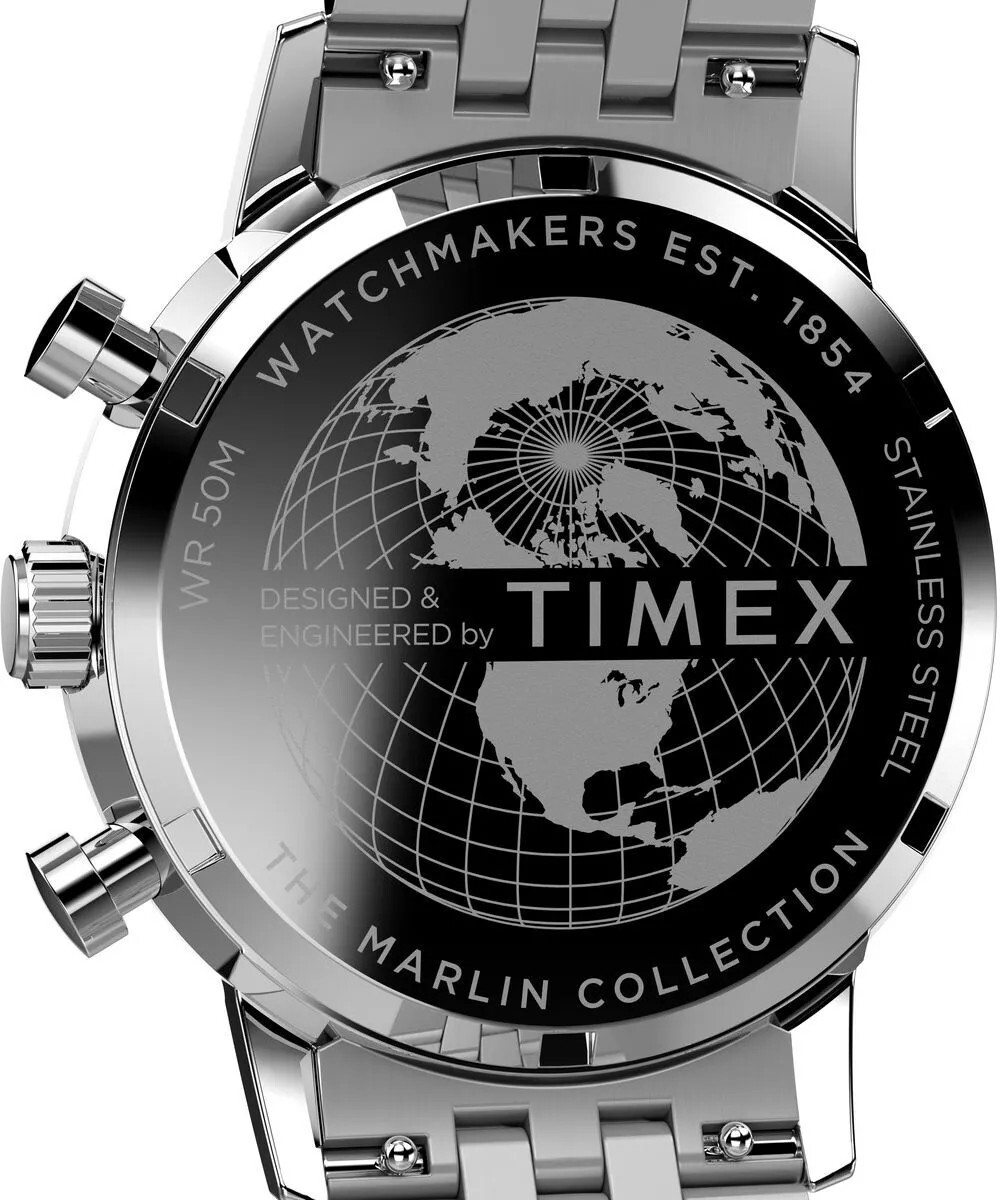 New Timex Marlin Chronograph Tachymeter 40mm Stainless Steel Watch TW2W10400