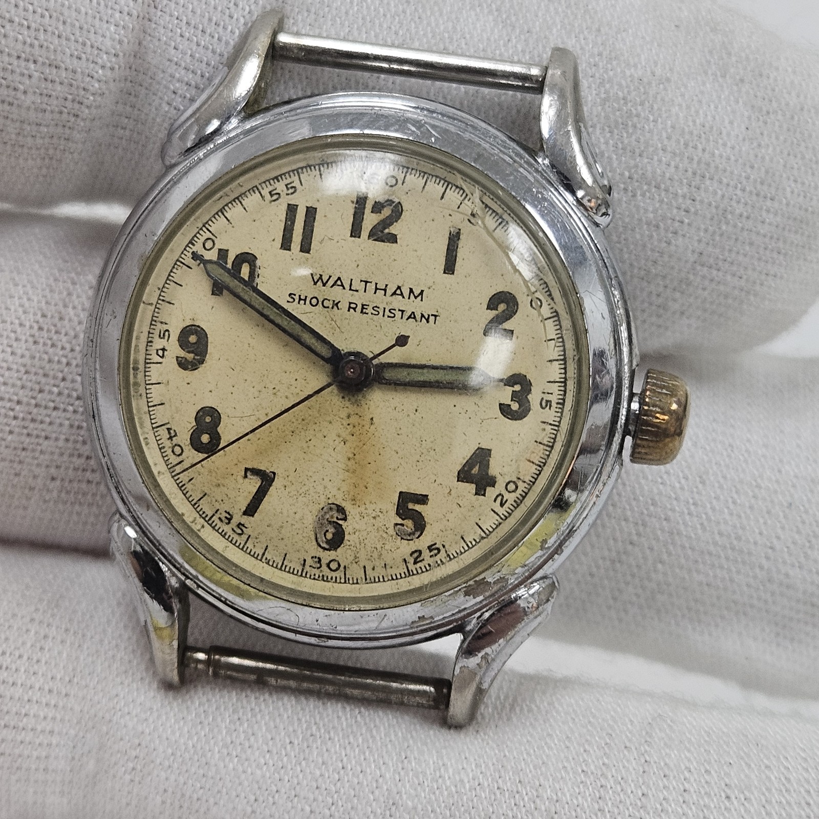 Vintage Men’s Waltham 6/0-D 17 Jewel Military Wrist Watch Running Scarce USA