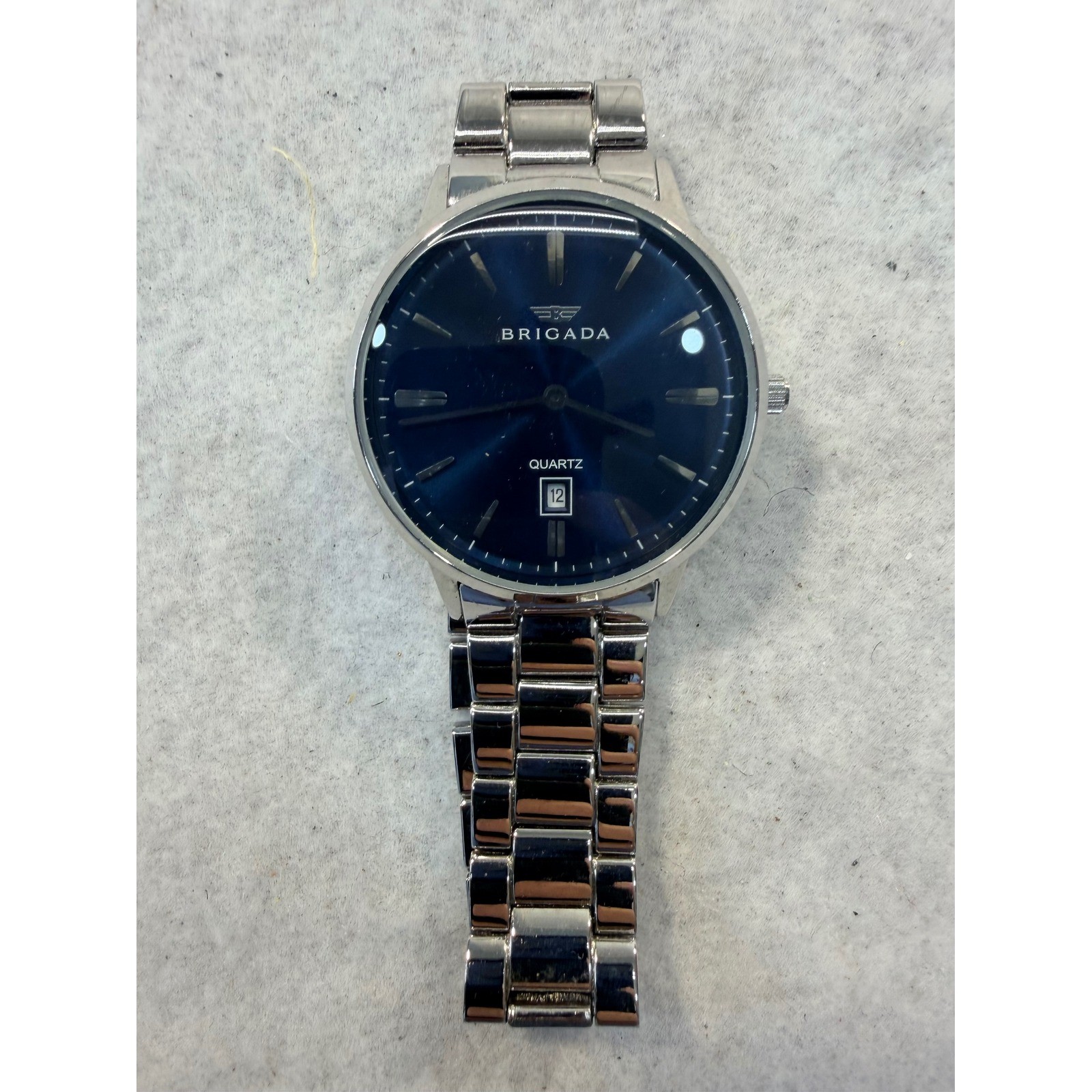 Brigada Mens Quartz Watch Blue Sunray Dial Stainless Steel Date BJD-3009G READ