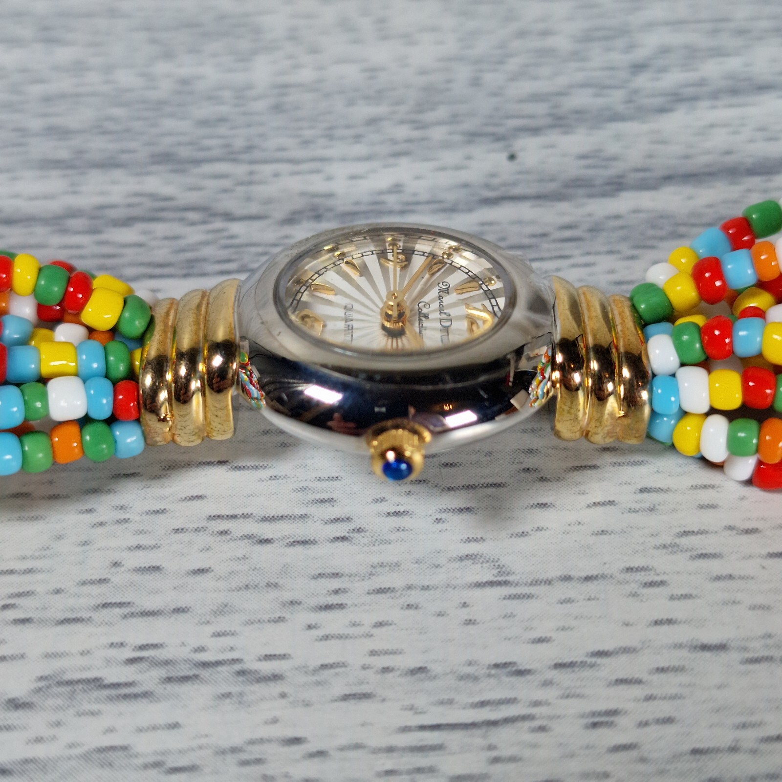 Marcel Drucker Ladies Multicolour Bead Quartz Watch Boxed Bohemian Retro Vtg