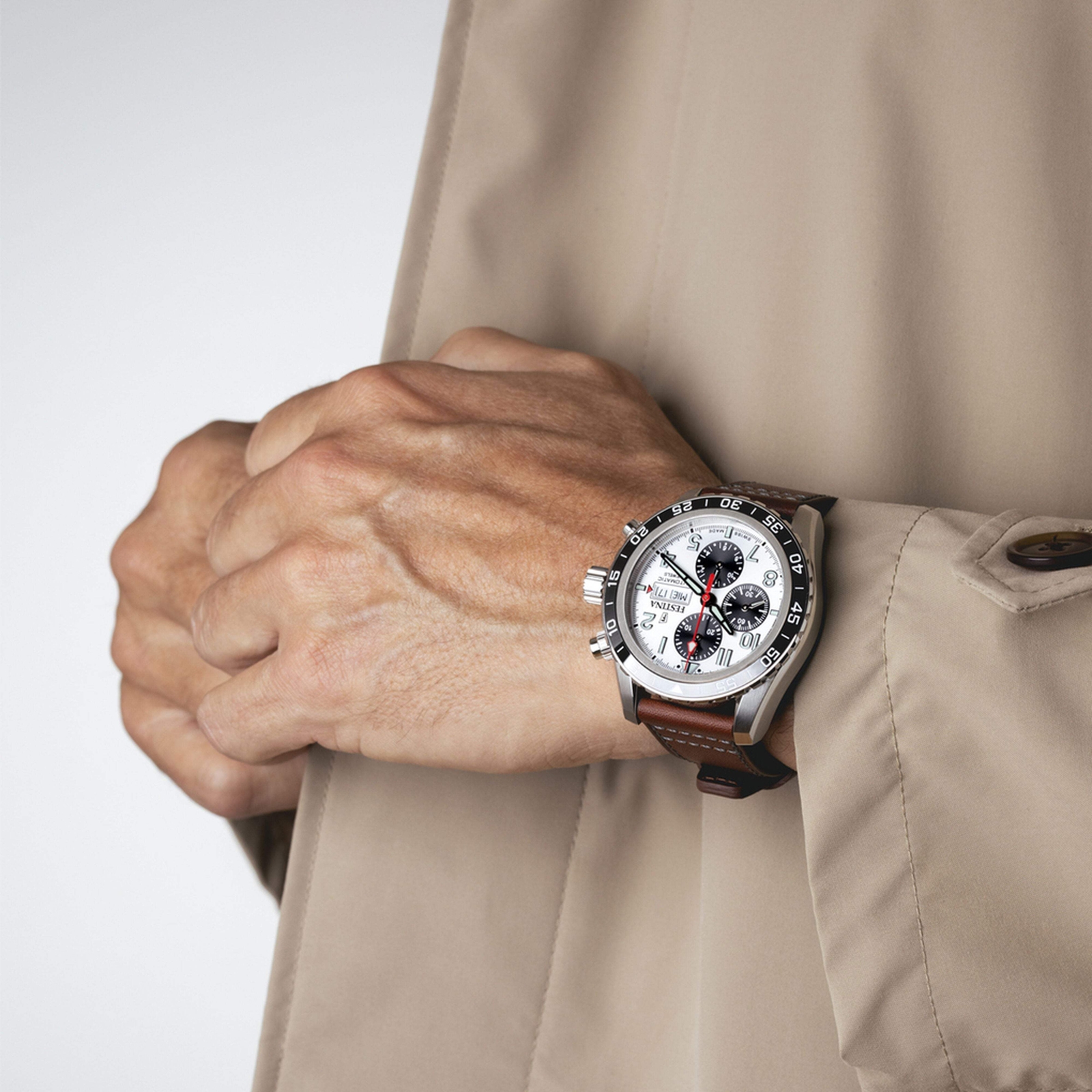 Chronograph Ceramic White / Leather | White Dial Wristwatch F20056-1