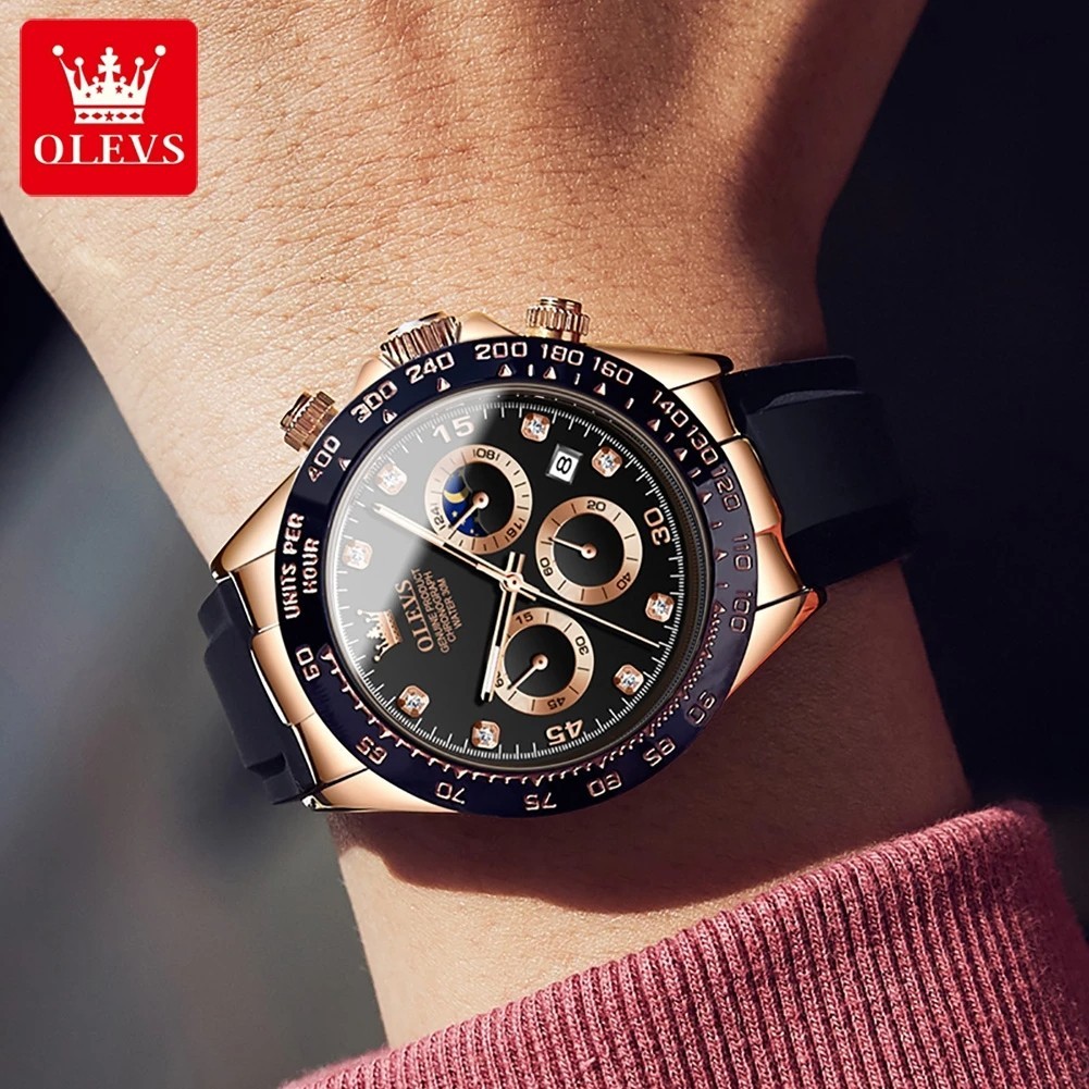 Waterproof Watch OLEVS Quartz Luxury Business Luminous Date Men Men’s Strap