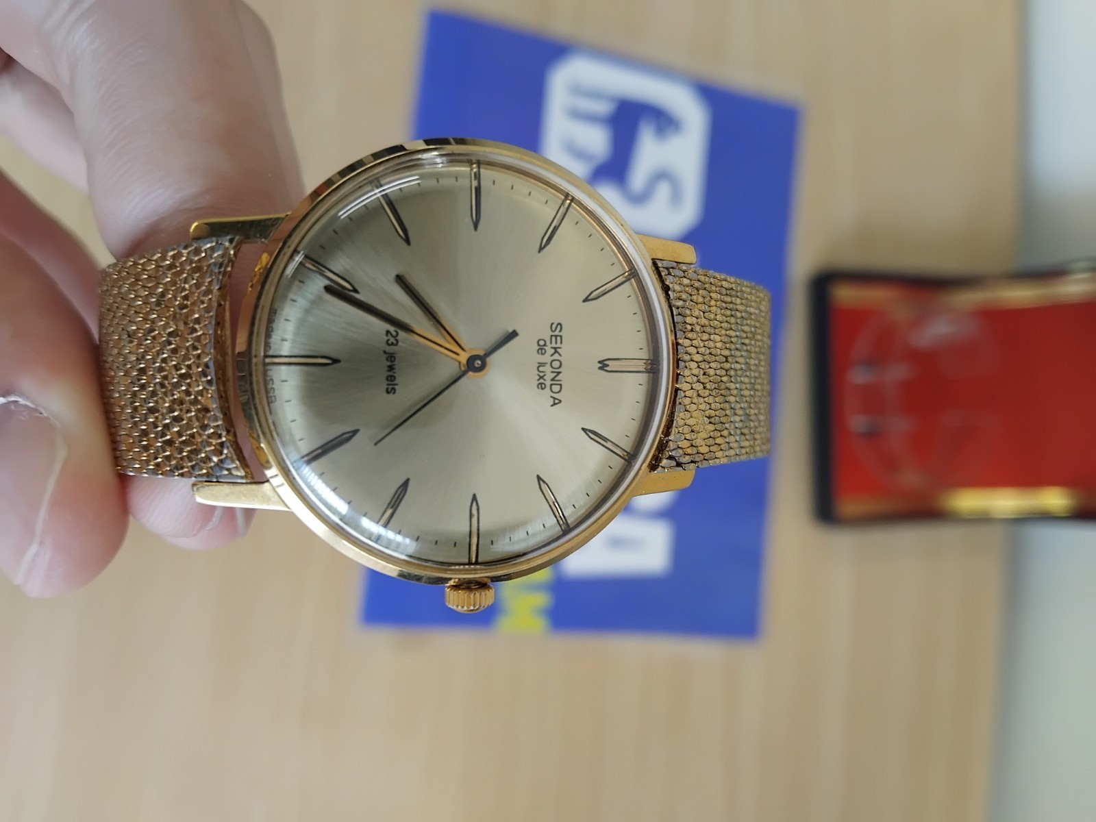 Vintage Sekonda Fully Jewelled Lever Soviet Mechanical Gold Watch w/ Box