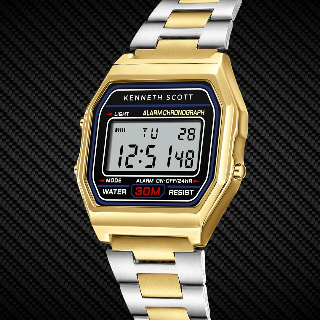 Kenneth Scott Men’s Digital Watch | Black Dial, 33mm, 30 m (3 ATM)