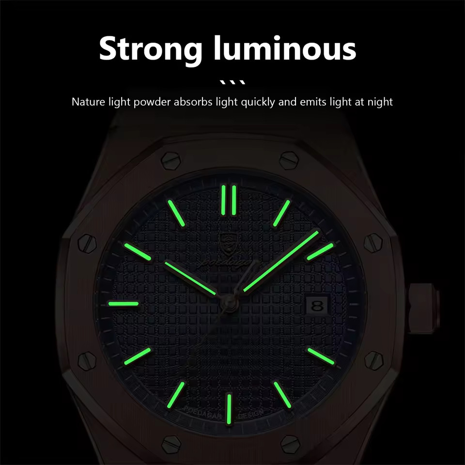 Mens Waterproof Luminous Watch Luxury Stainless Steel Quartz Wristwatch Mens New