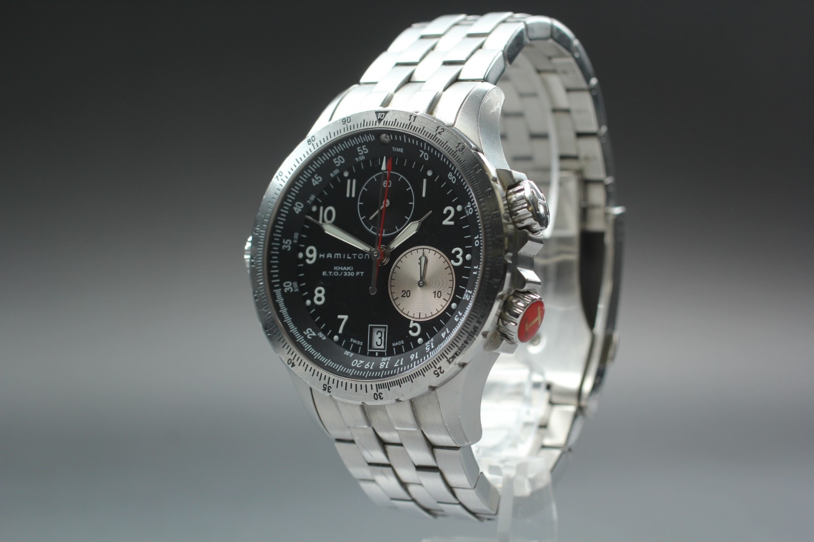 【EXC+5】 Hamilton Khaki ETO H776120 Black Dial Date Quartz Men’s Watch from JAPAN