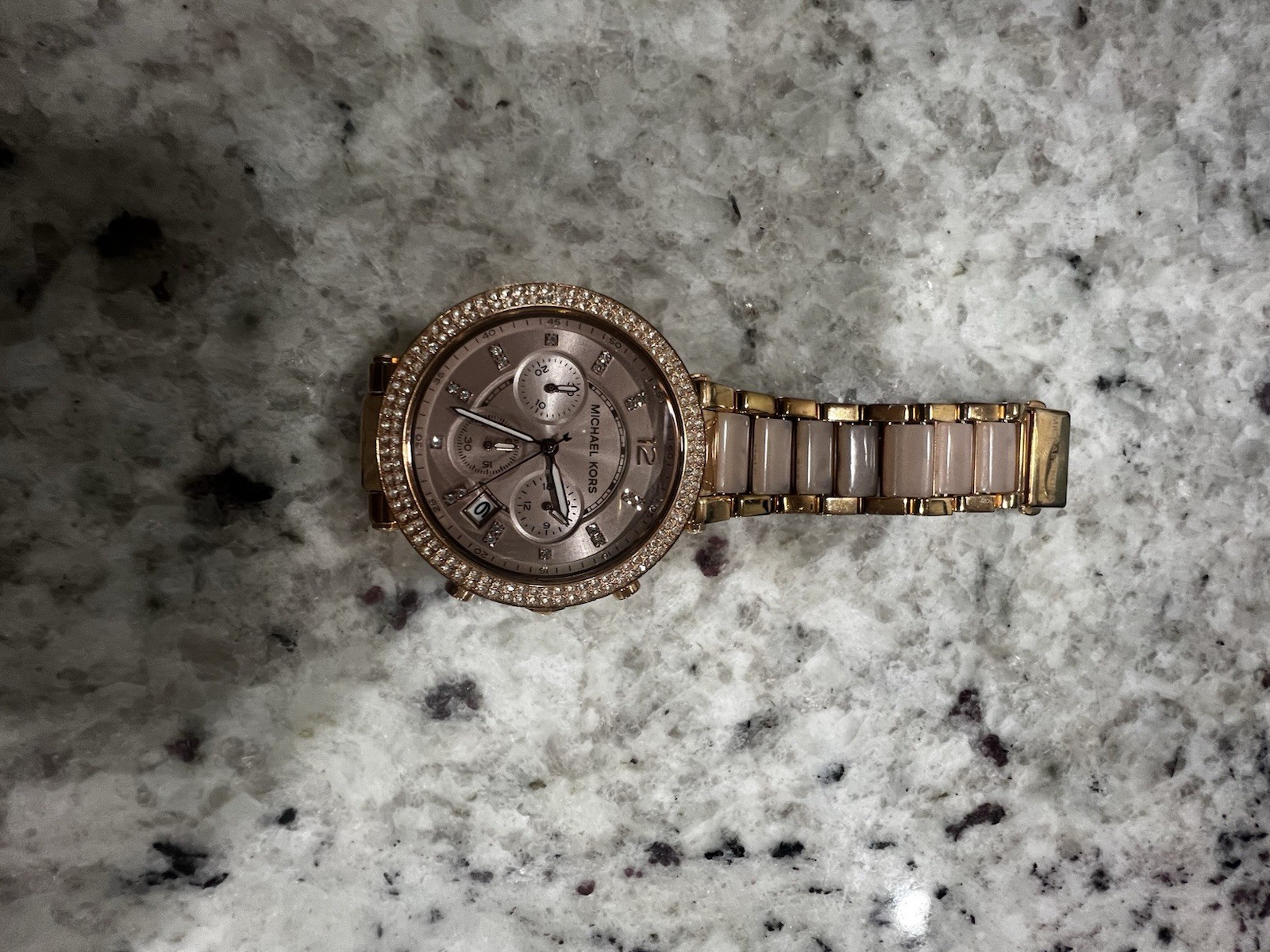 Michael Kors MK5896 Chronograph Date Rose Gold Stainless Bracelet Pink Dial
