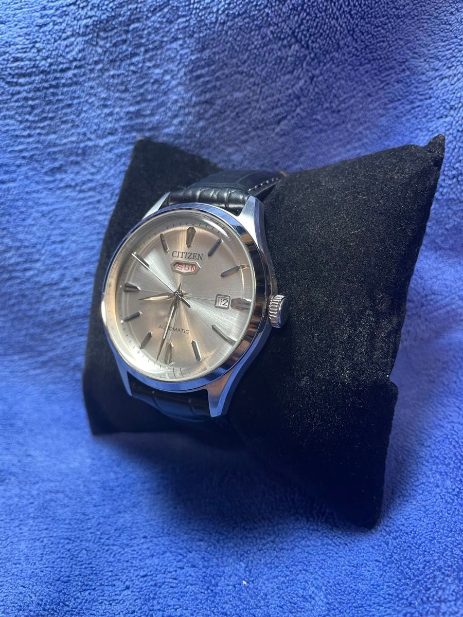 Excellent condition CITIZEN 21 jewels automatic record label C7 day date silver