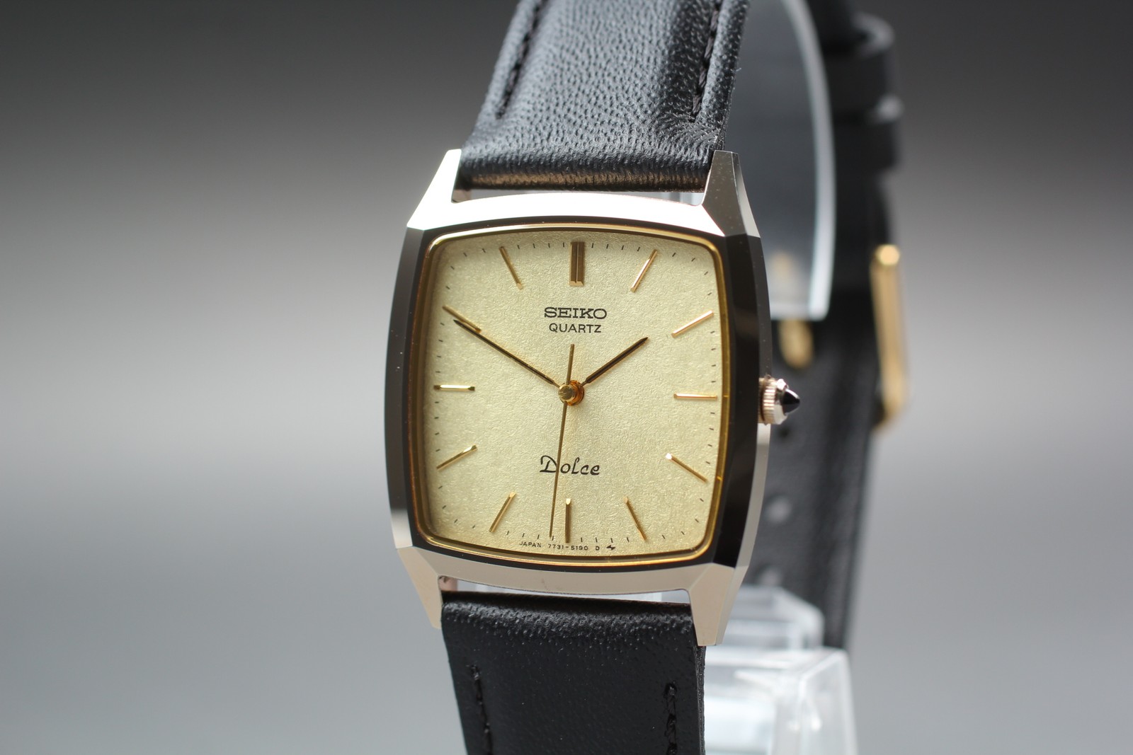 Serviced Vintage 1987 Seiko Dolce 7731-5160 Tungsten Tank Mens Watch From JAPAN