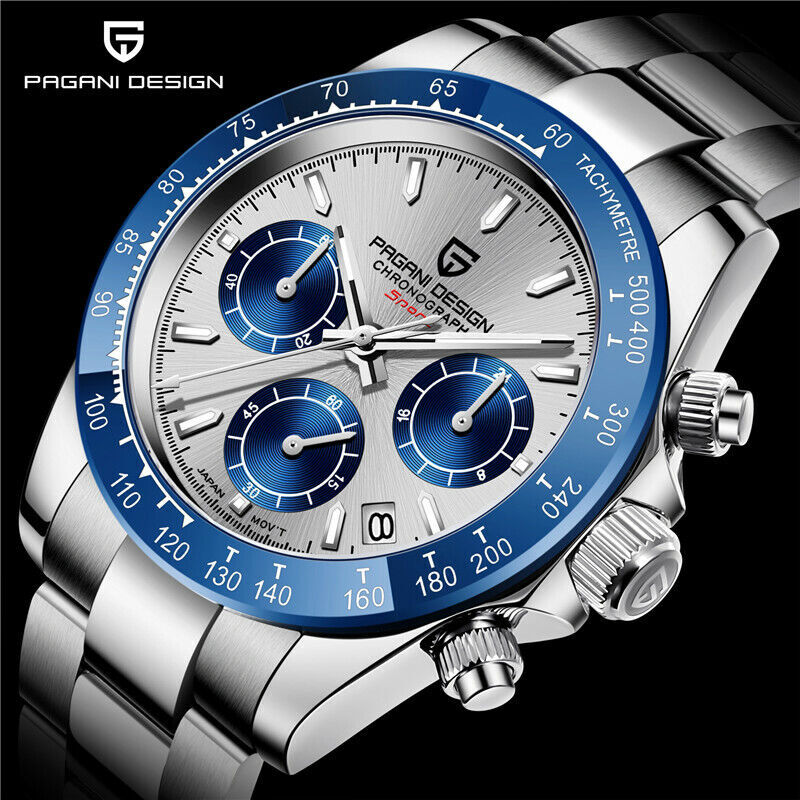PAGANI DESIGN Men’s Quartz Watch Japan Chronograph VK63 Stainless Steel Watches