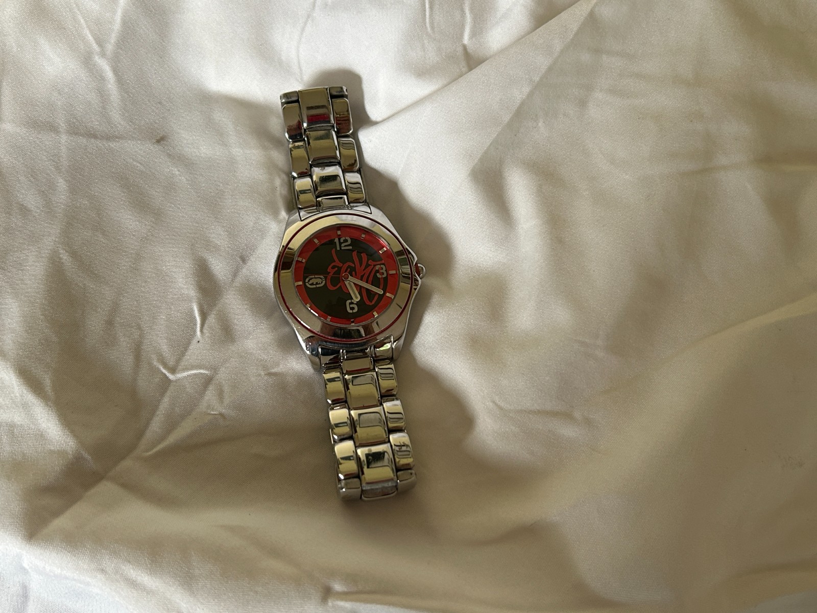 NICE Marc Ecko Chronicles 829-1972 Mirror/Black Red Dial/SS Push button Latch