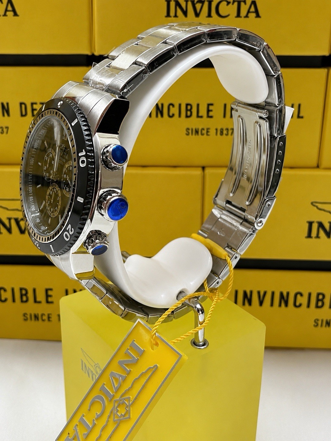 Invicta Specialty 1203 Men’s Chronograph Watch NIB Black Dial Stainless Steel