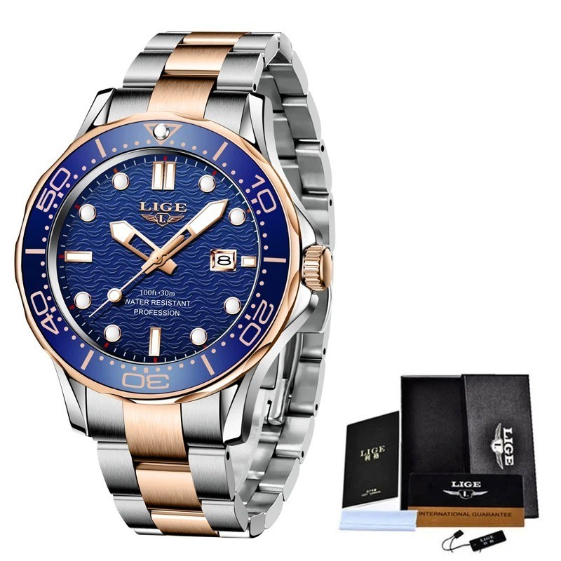 2025 LIGE New Business Mens Watches Top Brand Luxury Dive Watch For Men Waterpro